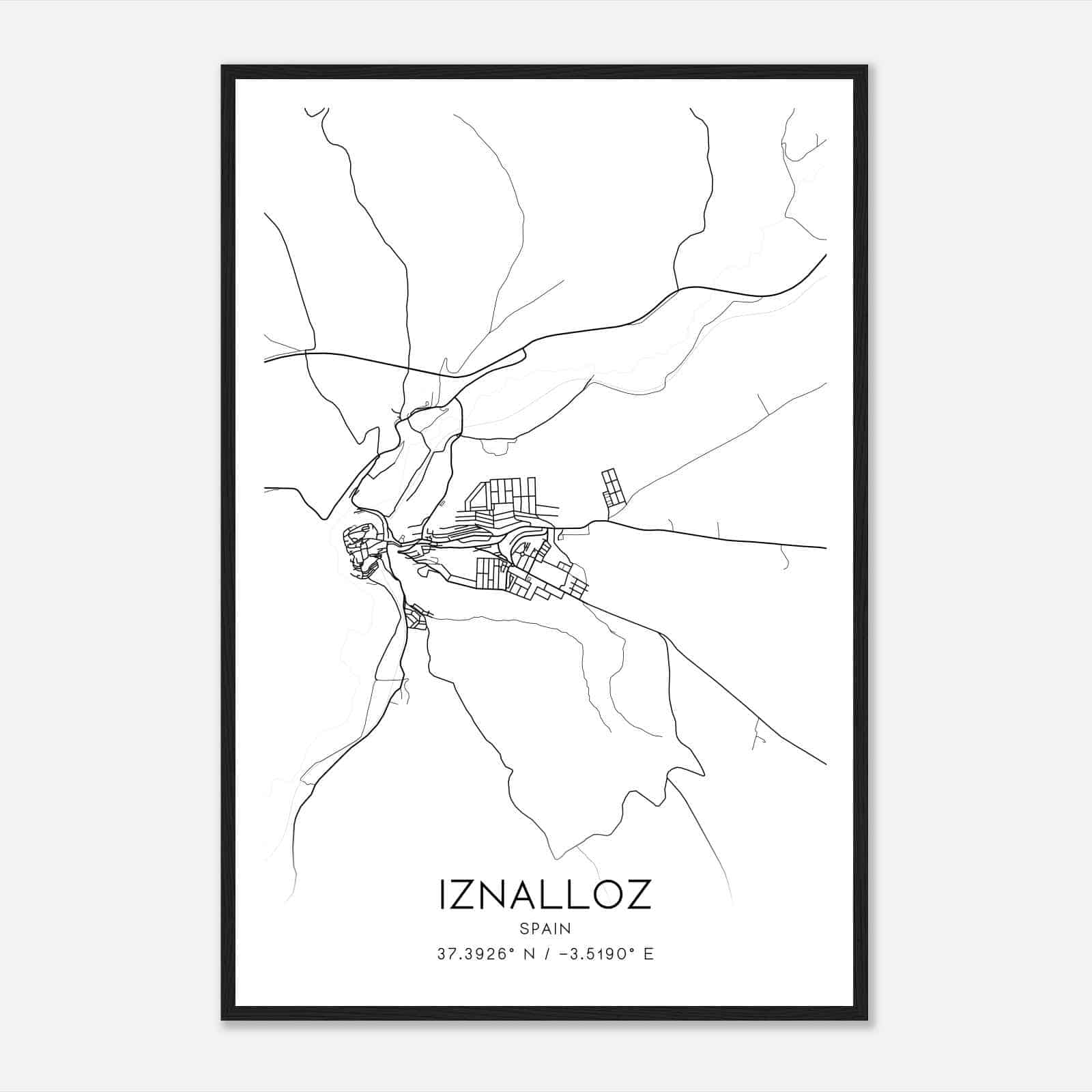 Iznalloz Spain Map Poster, Modern Home Decor Wall Art Print