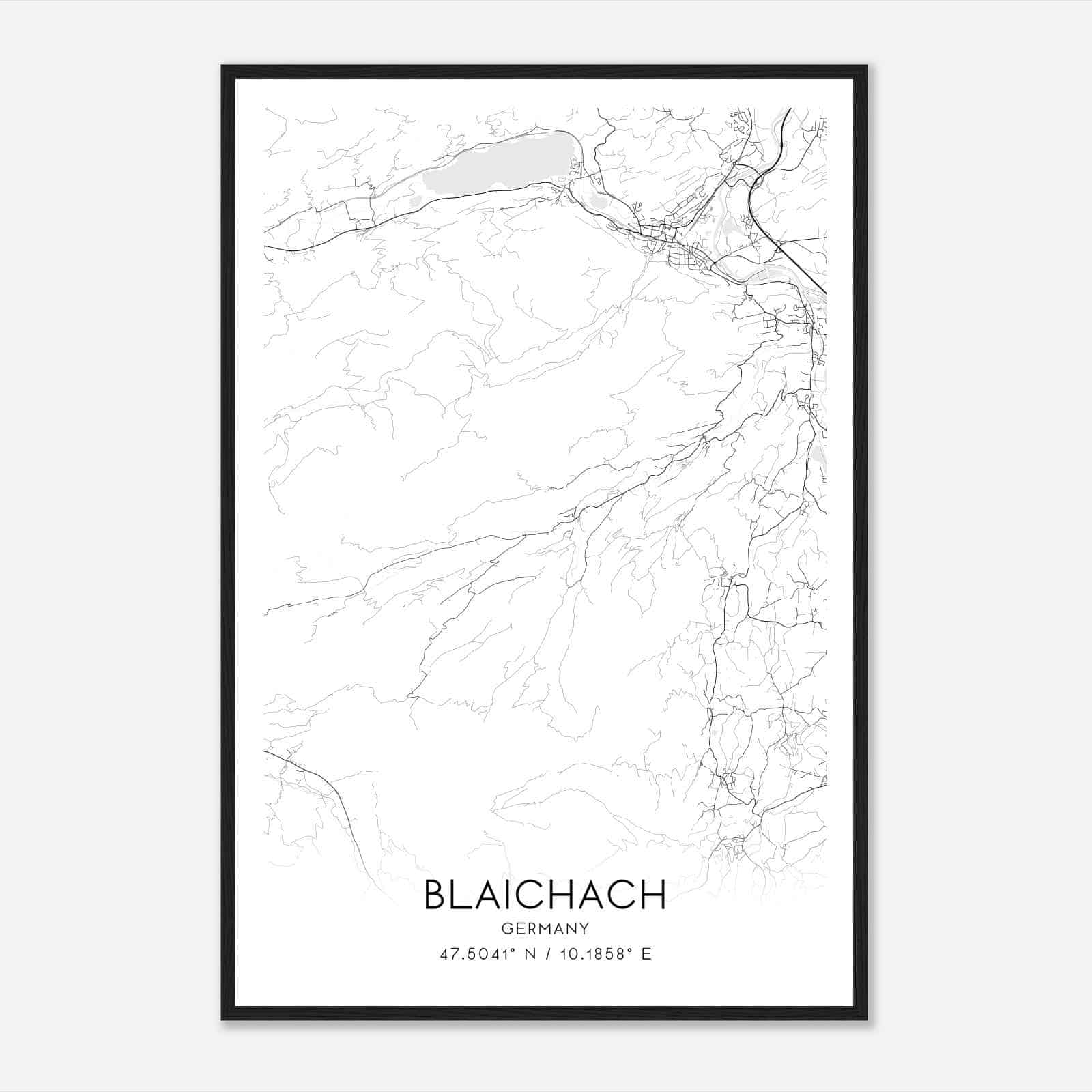 Blaichach Germany Map Poster, Modern Home Decor Wall Art Print