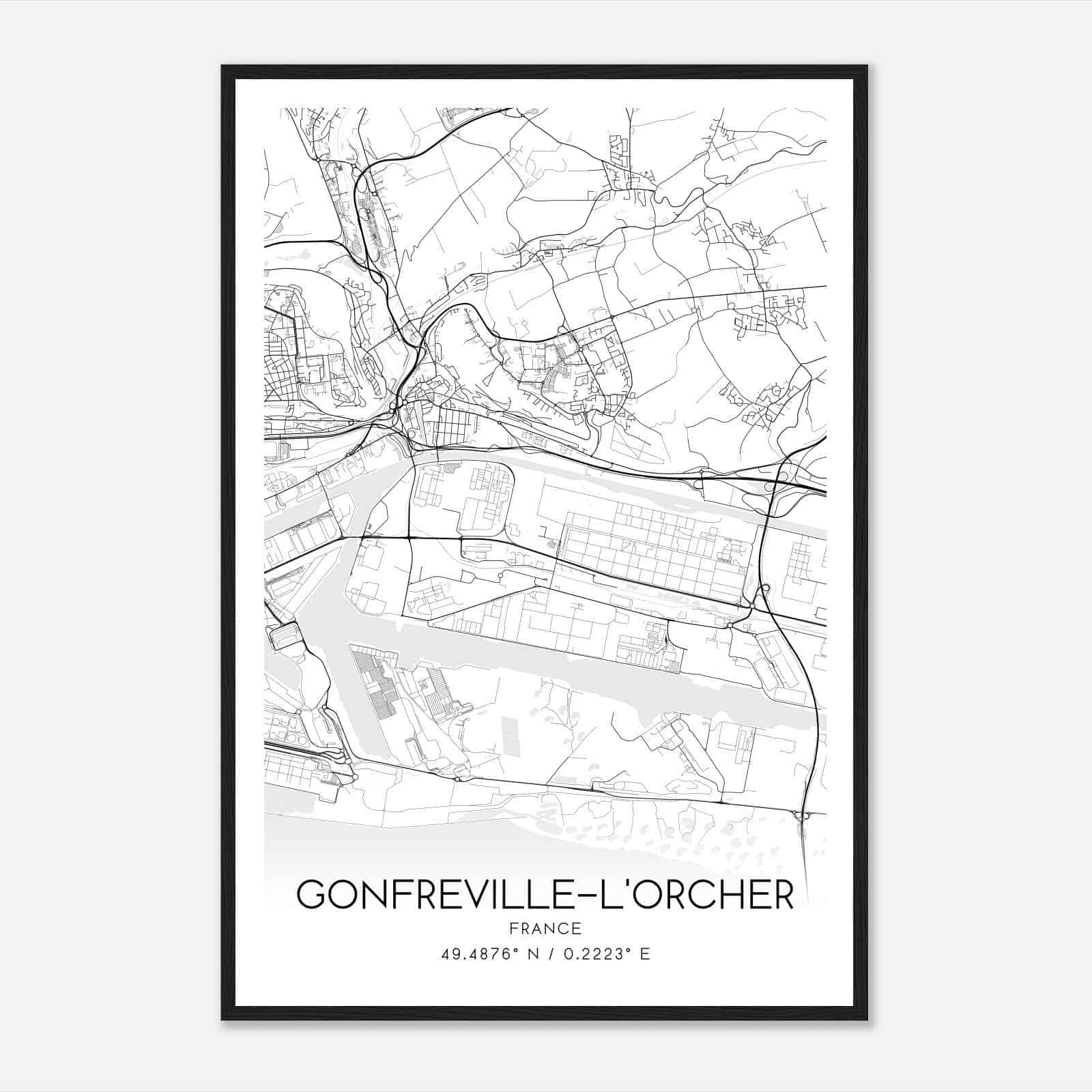 Gonfreville-l’Orcher France Map Poster, Modern Home Decor Wall Art Print