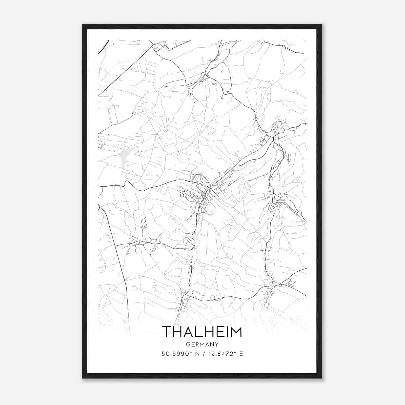 Thalheim Germany Map Poster, Modern Home Decor Wall Art Print