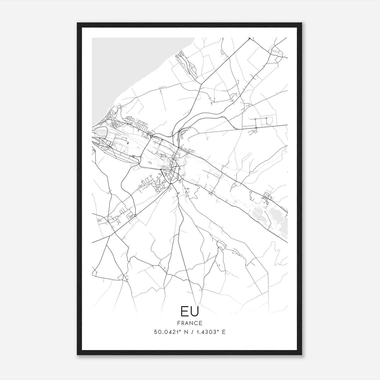 Eu France Map Poster, Modern Home Decor Wall Art Print