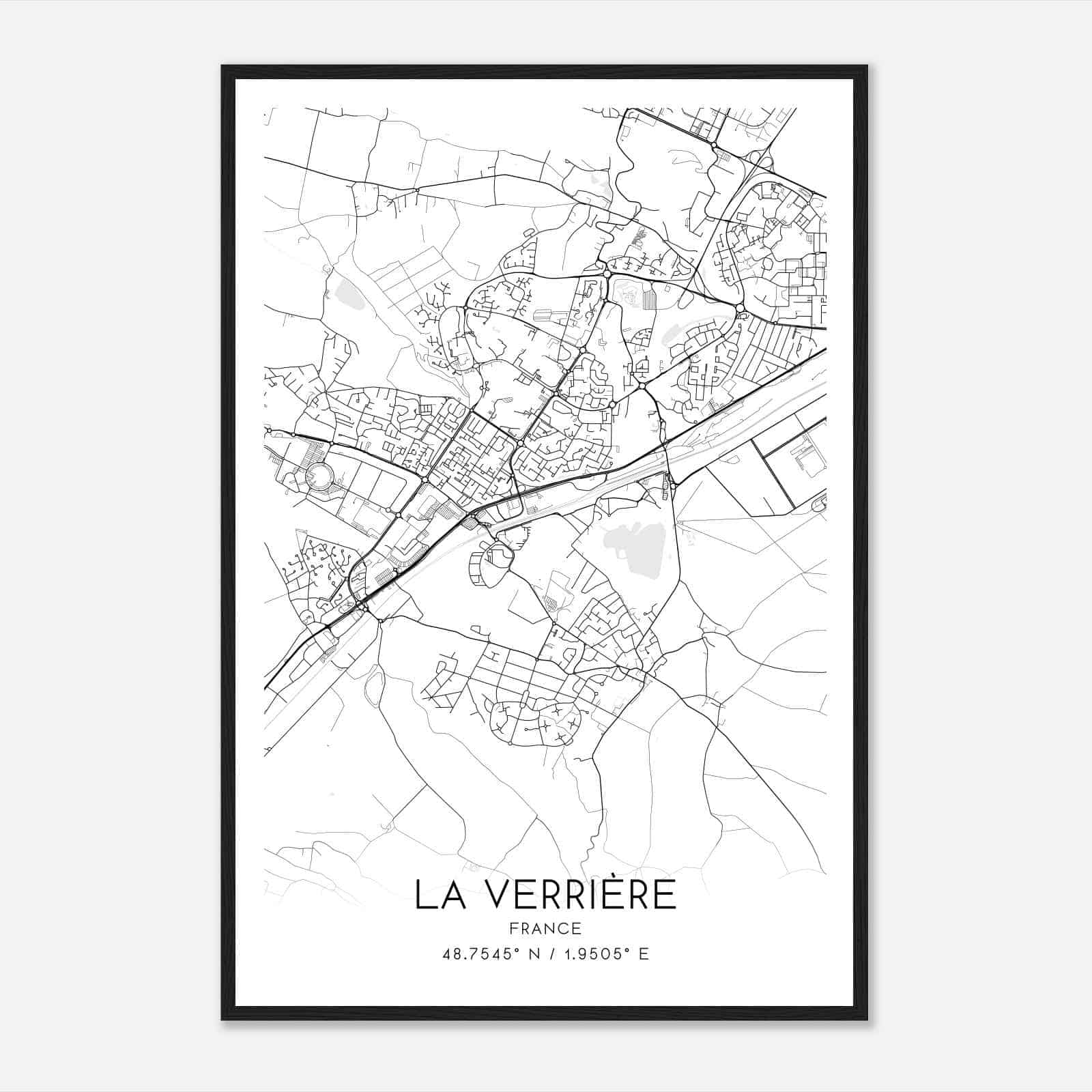 La Verriere France Map Poster, Modern Home Decor Wall Art Print