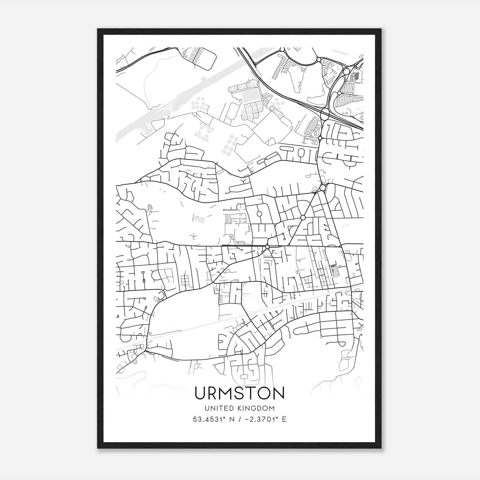 Davyhulme United Kingdom Map Poster, Modern Home Decor Wall Art Print