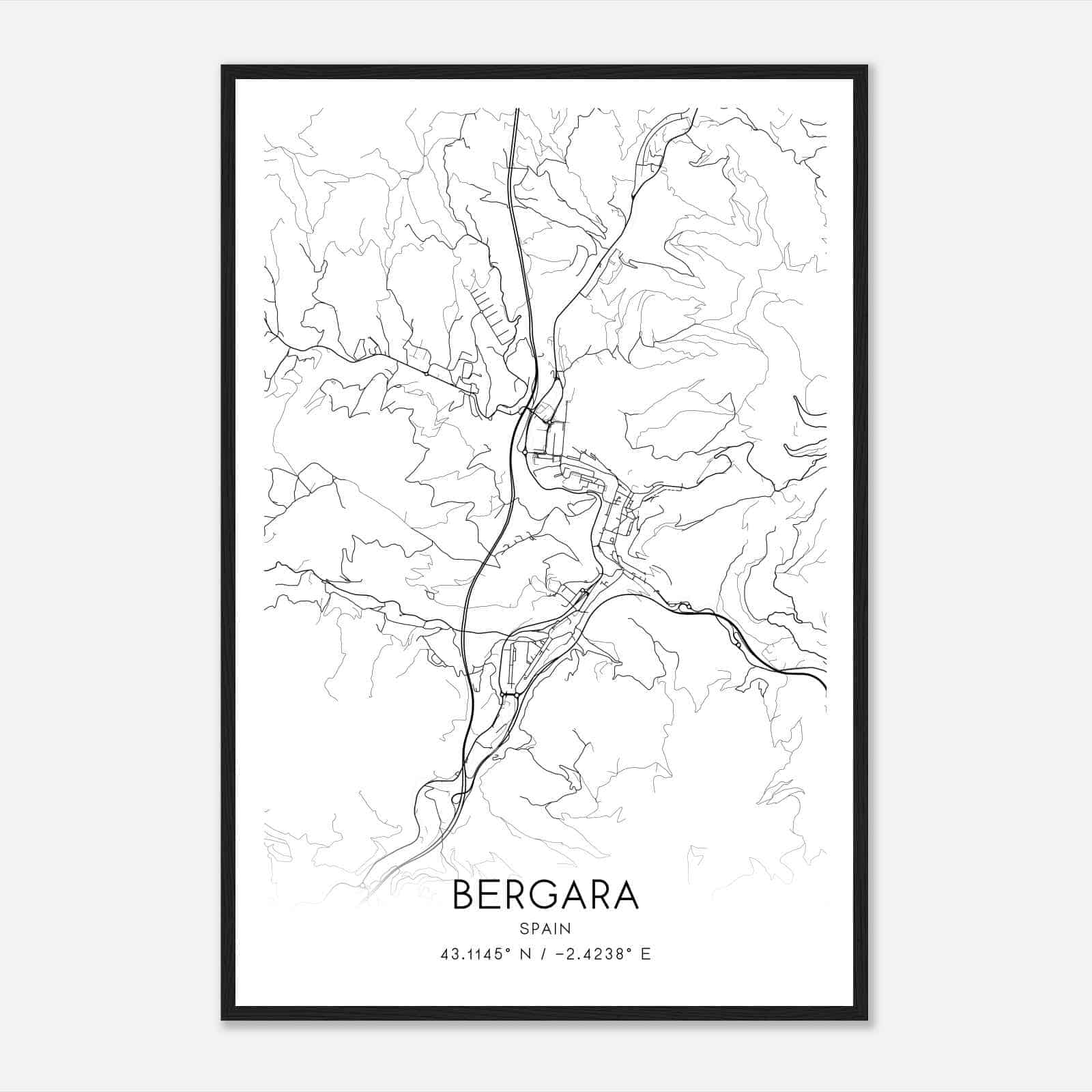 Vergara Spain Map Poster, Modern Home Decor Wall Art Print