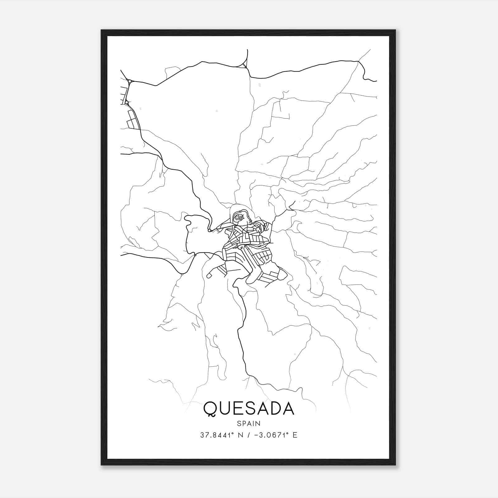 Quesada Spain Map Poster, Modern Home Decor Wall Art Print