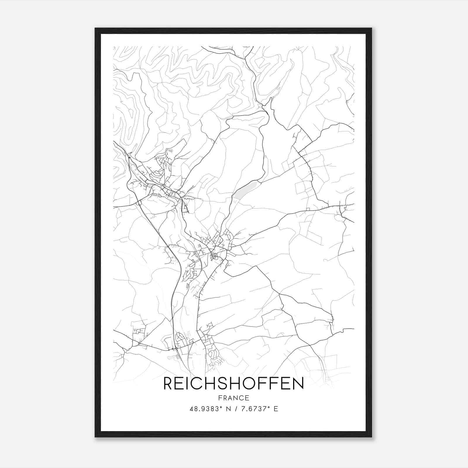 Reichshoffen France Map Poster, Modern Home Decor Wall Art Print