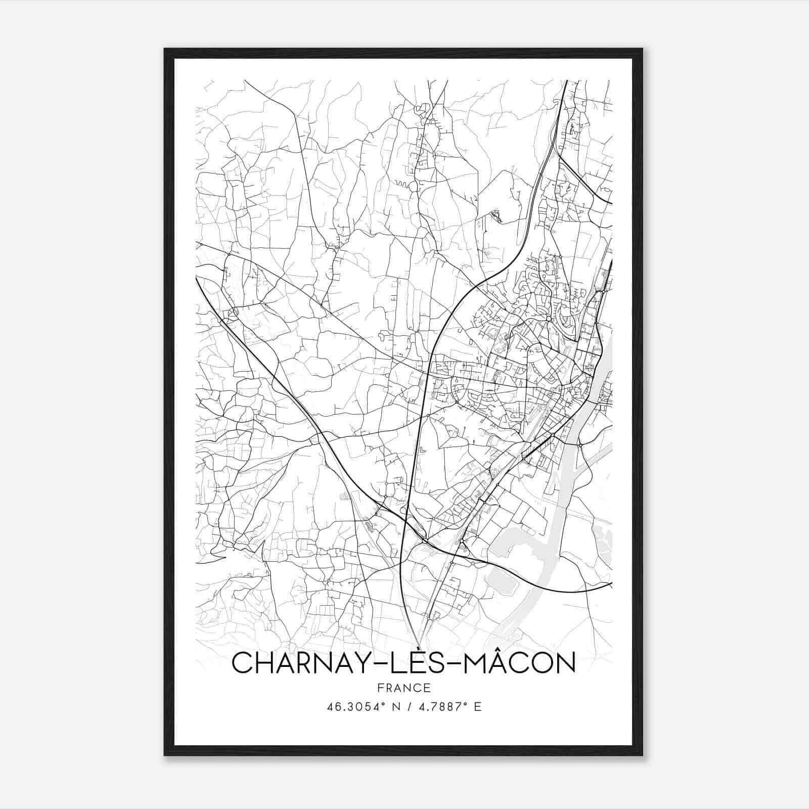 Charnay-les-Macon France Map Poster, Modern Home Decor Wall Art Print Charnay-les-Macon France Map Poster, Modern Home Decor Wall Art Print