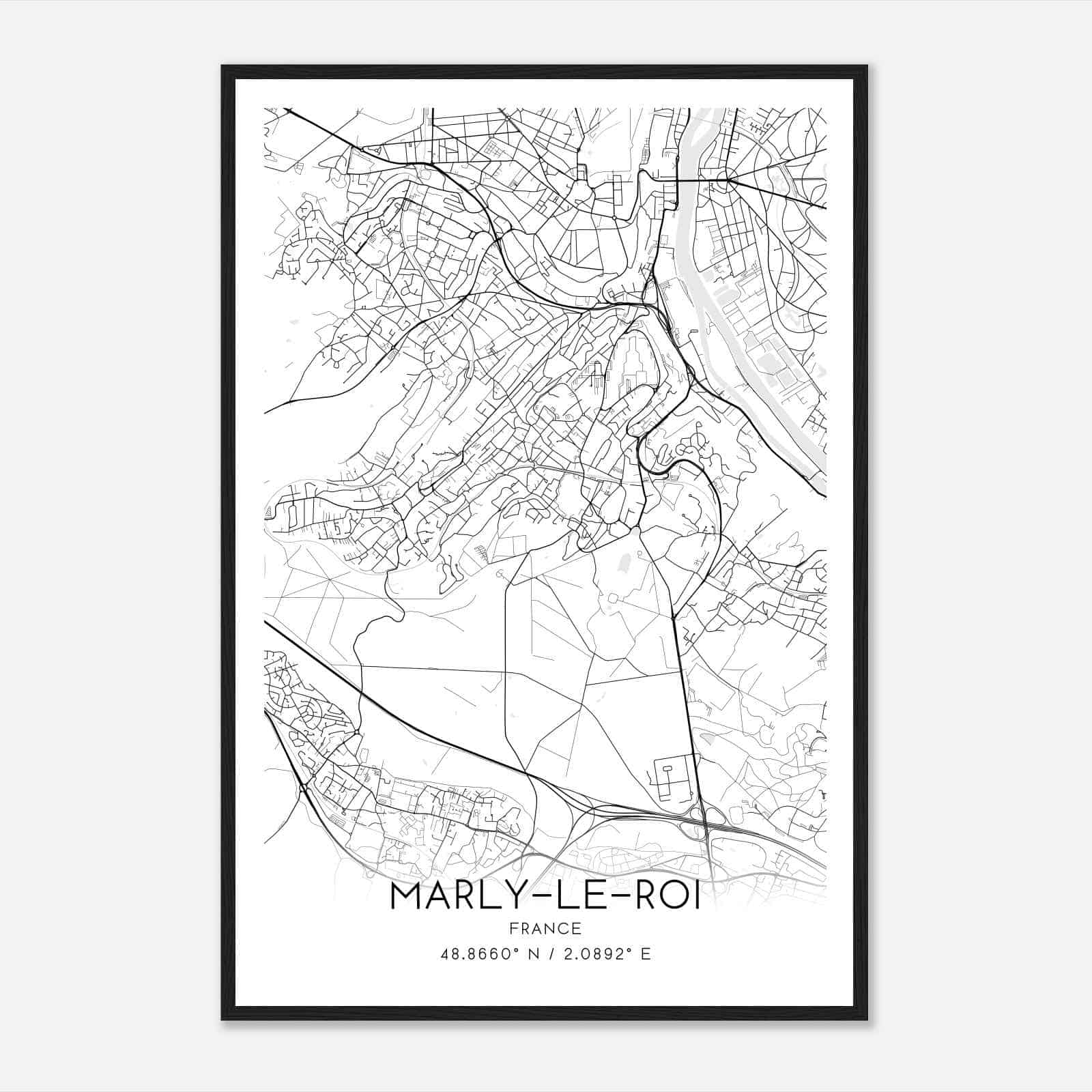 Marly-le-Roi France Map Poster, Modern Home Decor Wall Art Print