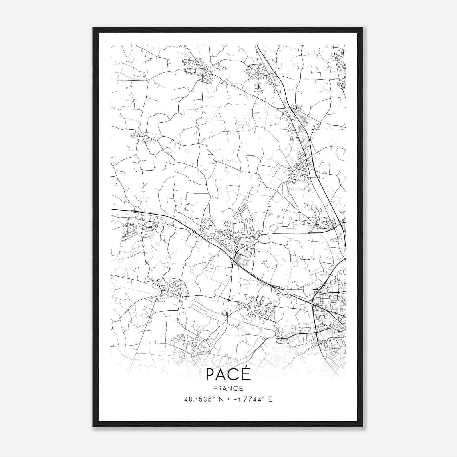 Pace France Map Poster, Modern Home Decor Wall Art Print