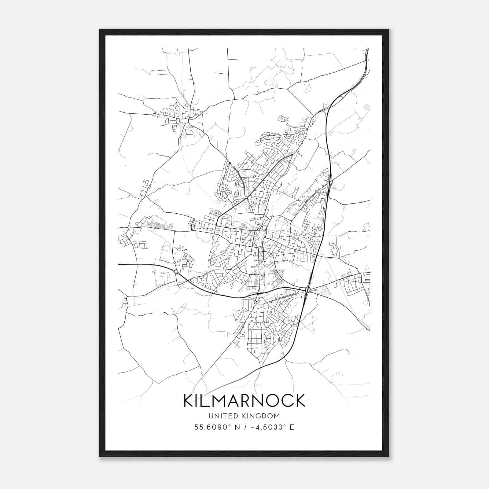 Kilmarnock United Kingdom Map Poster, Modern Home Decor Wall Art Print