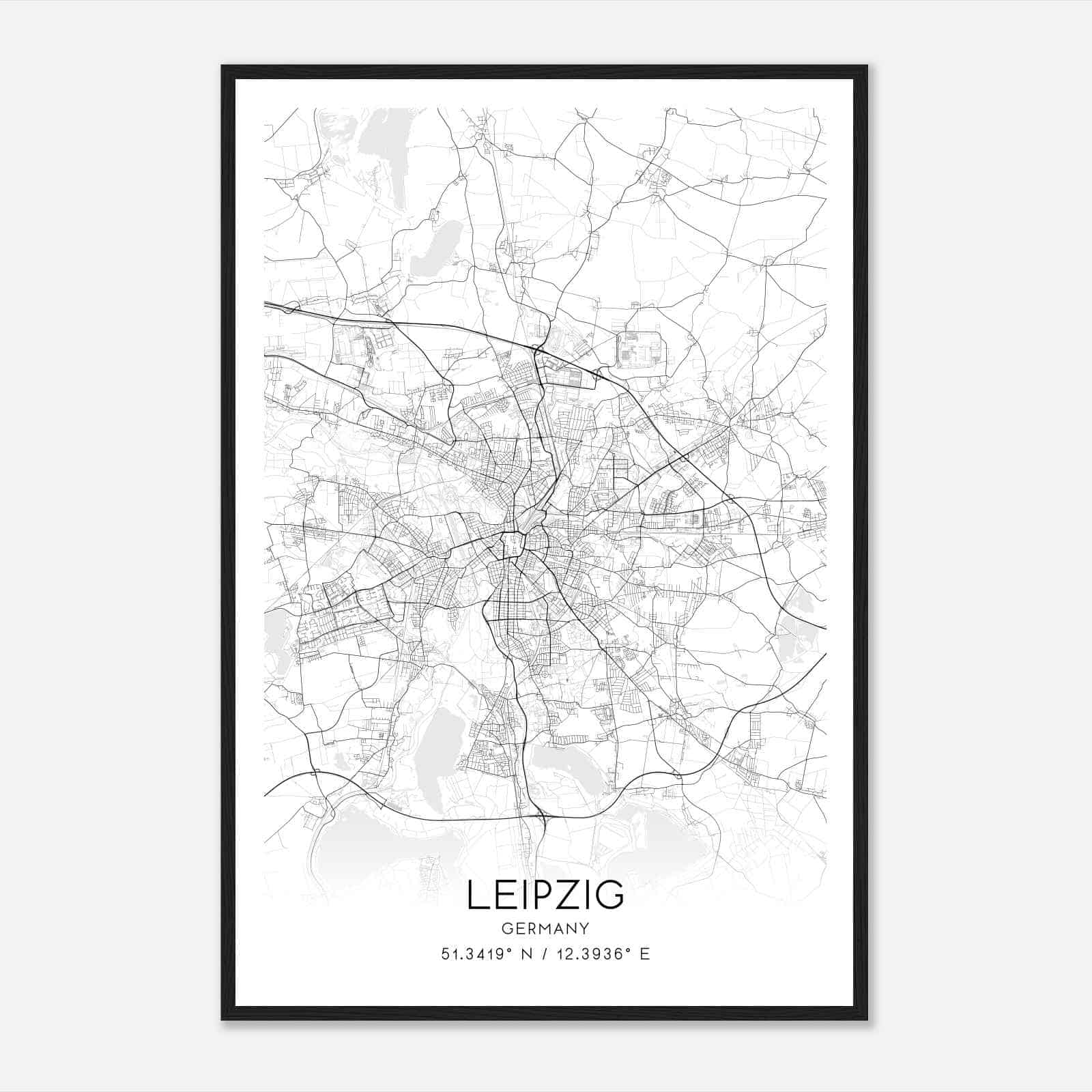Leipzig Germany Map Poster, Modern Home Decor Wall Art Print