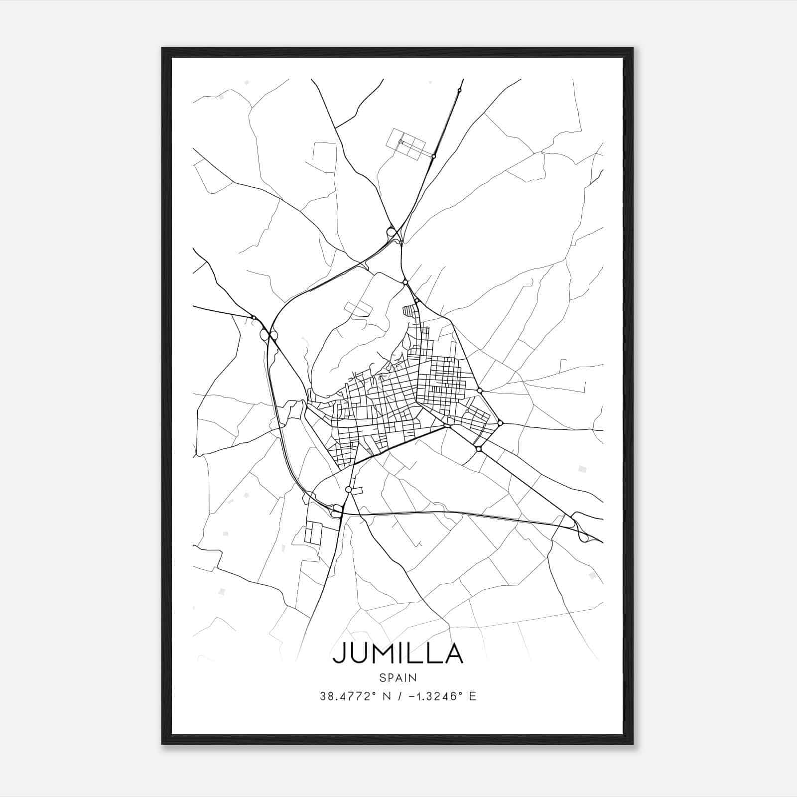 Jumilla Spain Map Poster, Modern Home Decor Wall Art Print