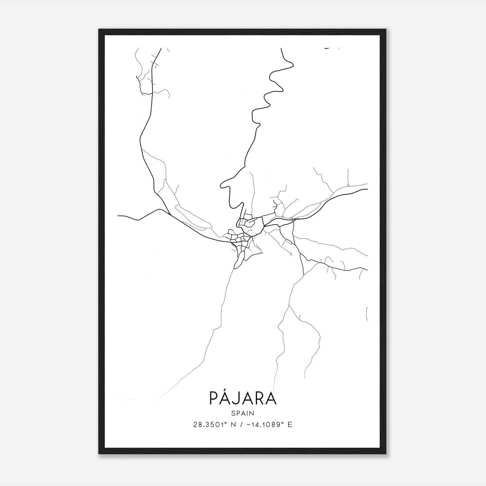Pajara Spain Map Poster, Modern Home Decor Wall Art Print