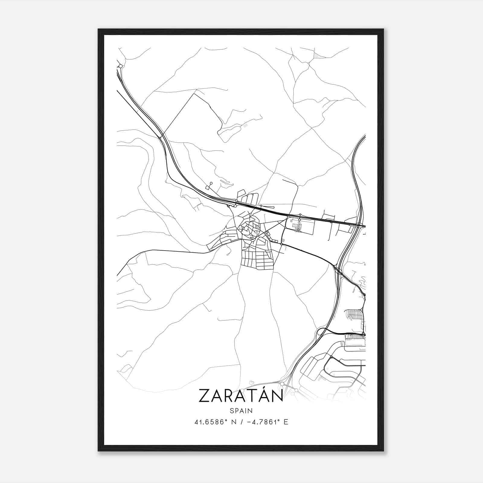 Zaratan Spain Map Poster, Modern Home Decor Wall Art Print