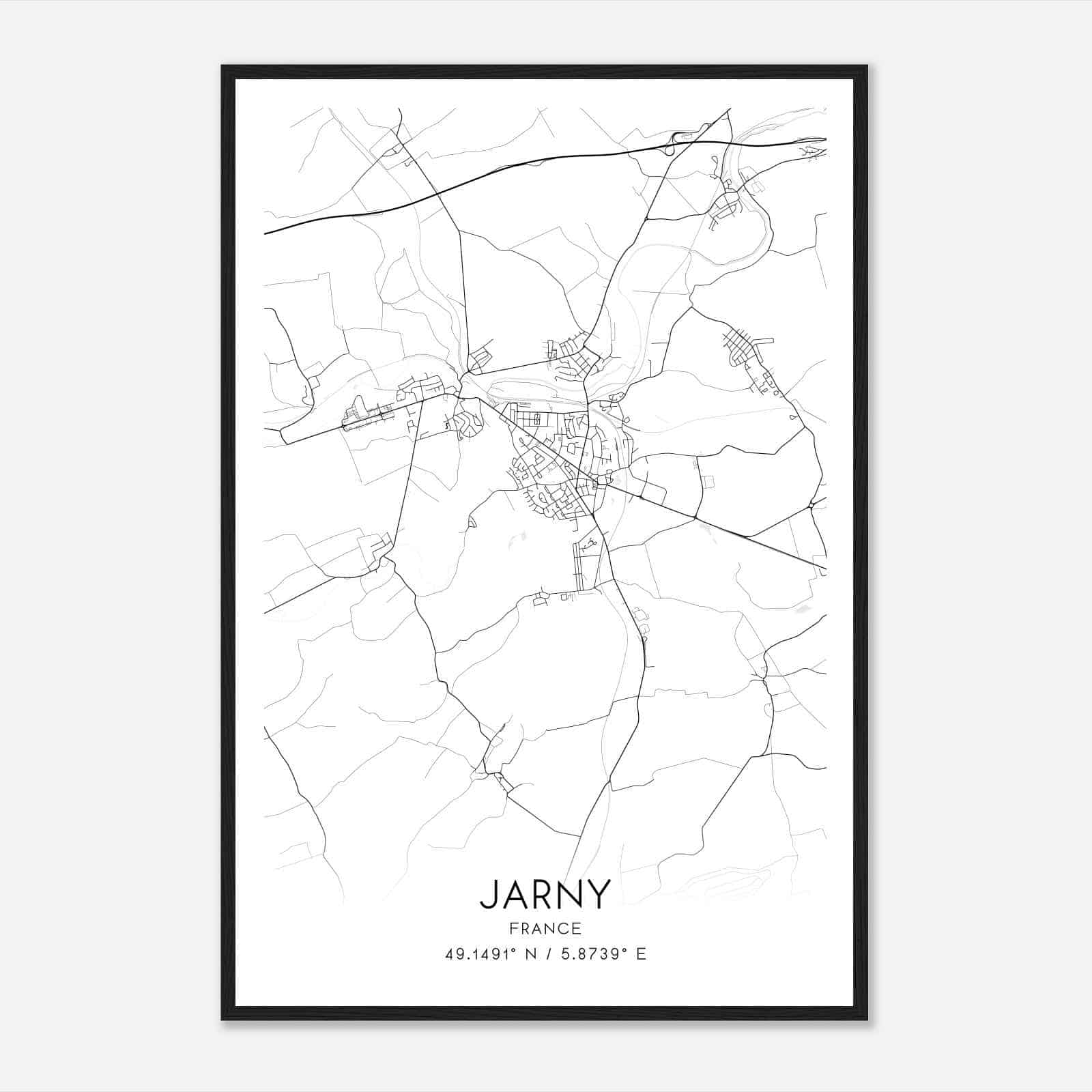 Jarny France Map Poster, Modern Home Decor Wall Art Print