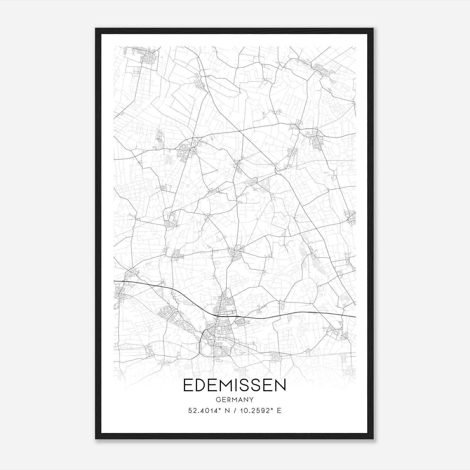 Edemissen Germany Map Poster, Modern Home Decor Wall Art Print