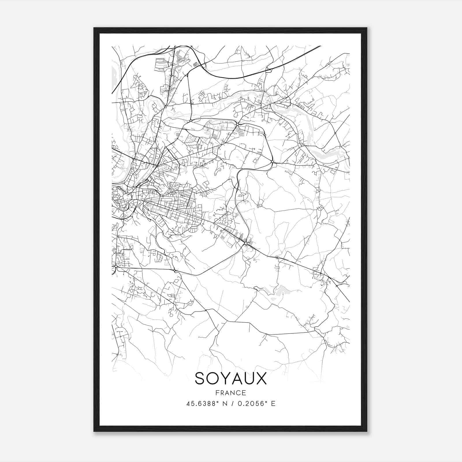 Soyaux France Map Poster, Modern Home Decor Wall Art Print