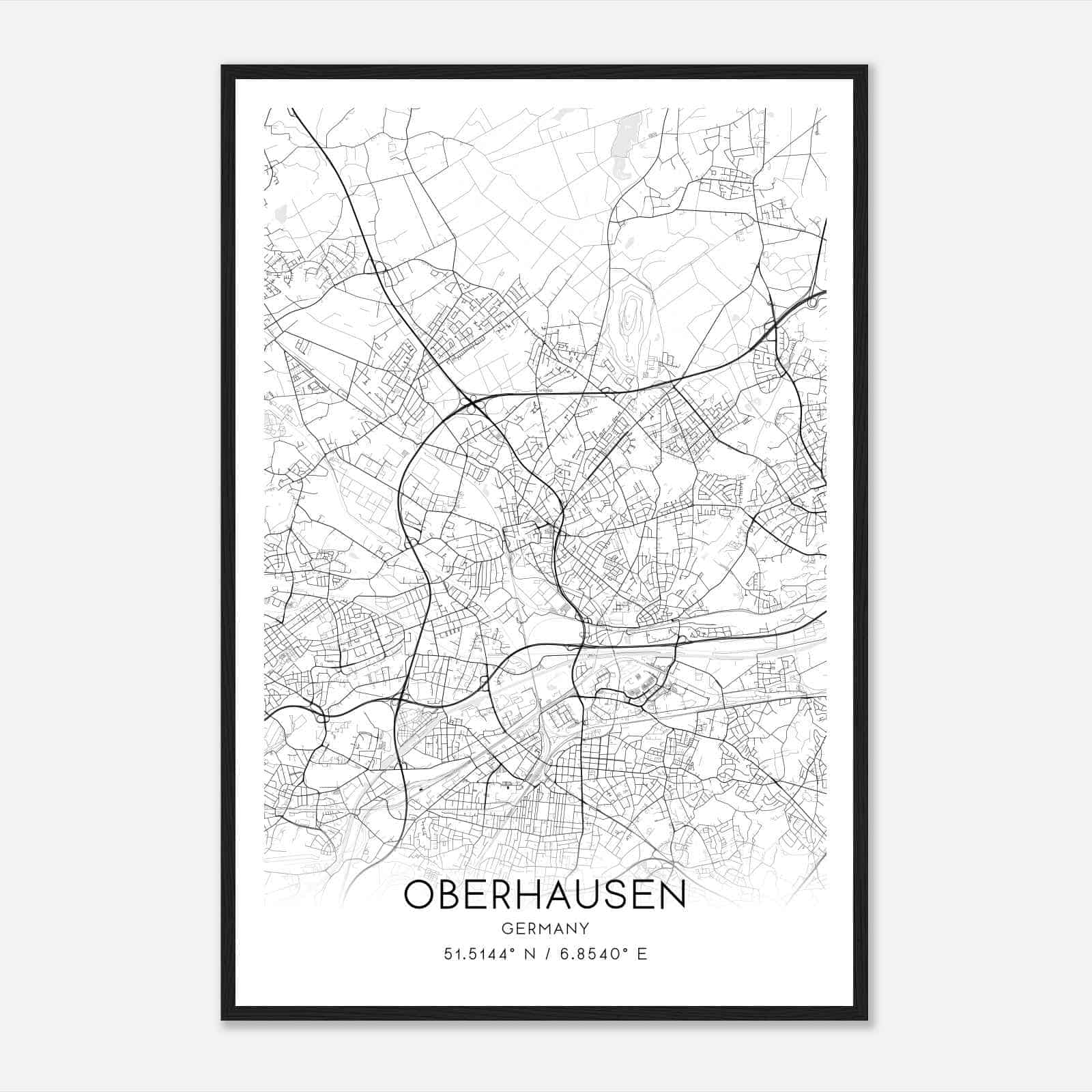 Oberhausen Germany Map Poster, Modern Home Decor Wall Art Print
