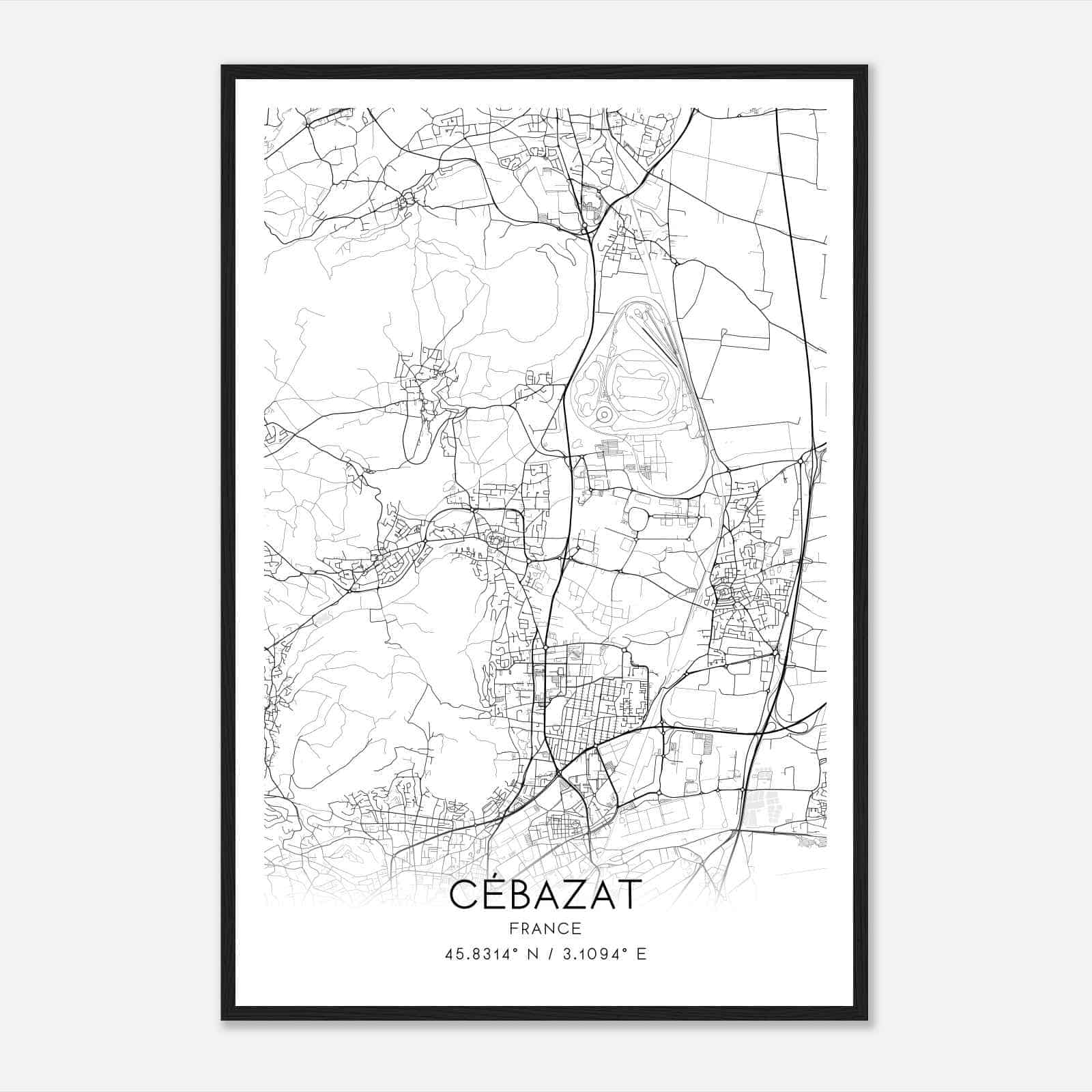 Cebazat France Map Poster, Modern Home Decor Wall Art Print
