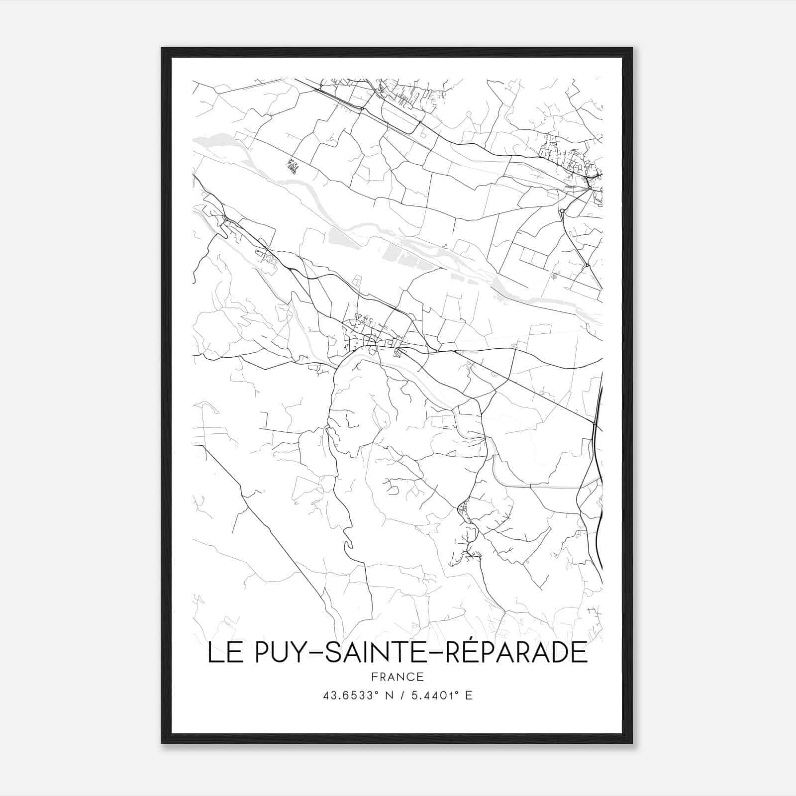 Le Puy-Sainte-Reparade France Map Poster, Modern Home Decor Wall Art Print