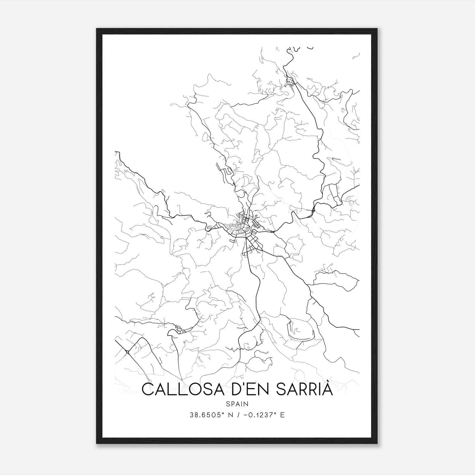 Callosa de Ensarria Spain Map Poster, Modern Home Decor Wall Art Print