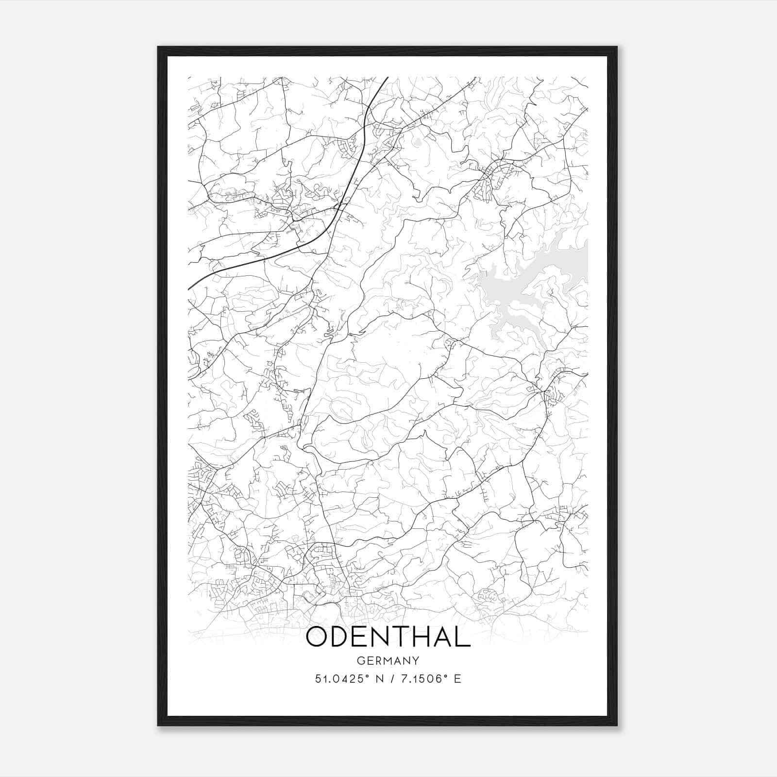 Odenthal Germany Map Poster, Modern Home Decor Wall Art Print