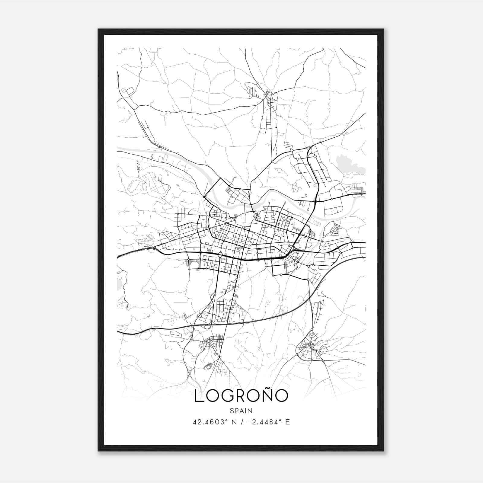 Logrono Spain Map Poster, Modern Home Decor Wall Art Print