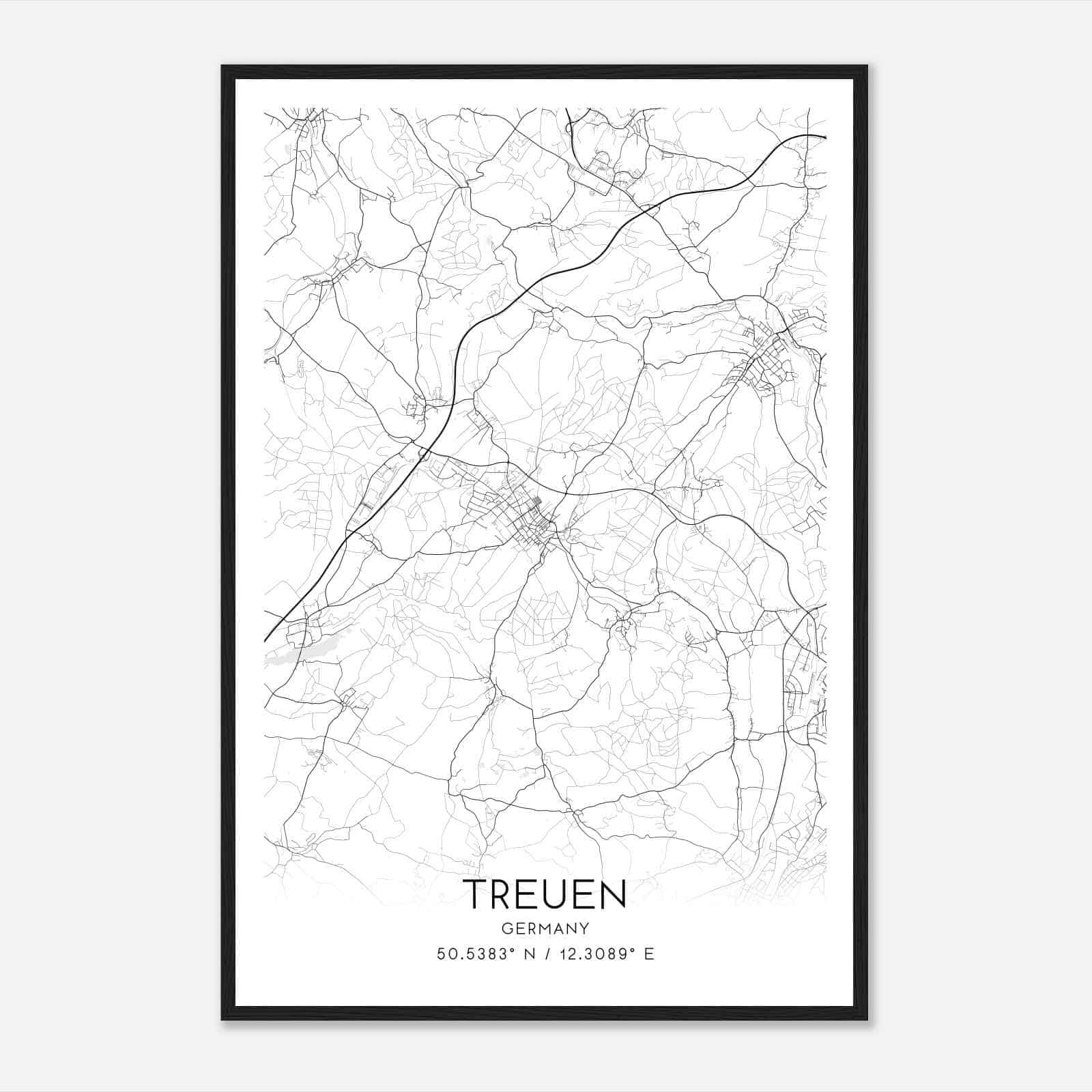 Treuen Germany Map Poster, Modern Home Decor Wall Art Print
