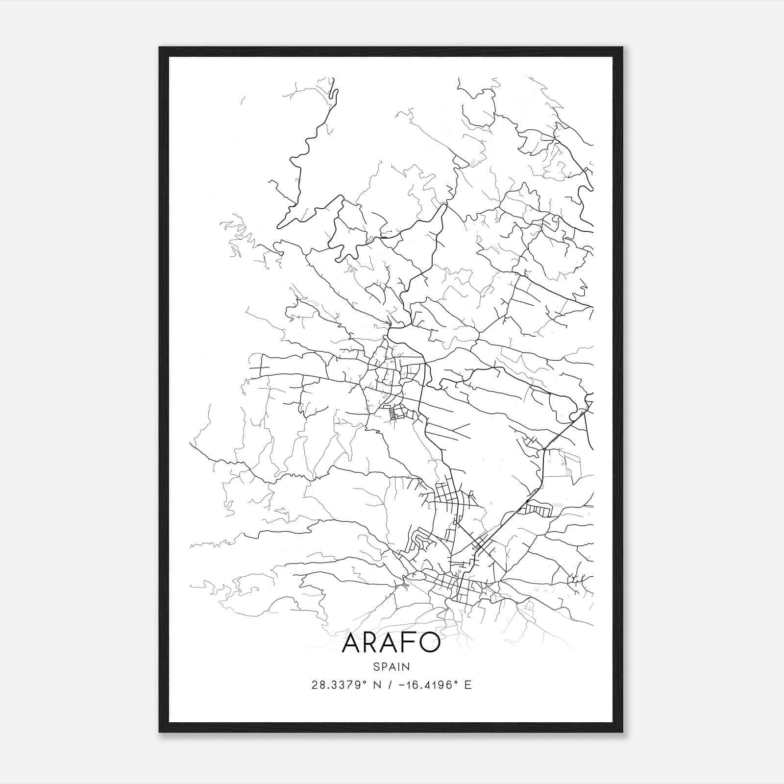 Arafo Spain Map Poster, Modern Home Decor Wall Art Print