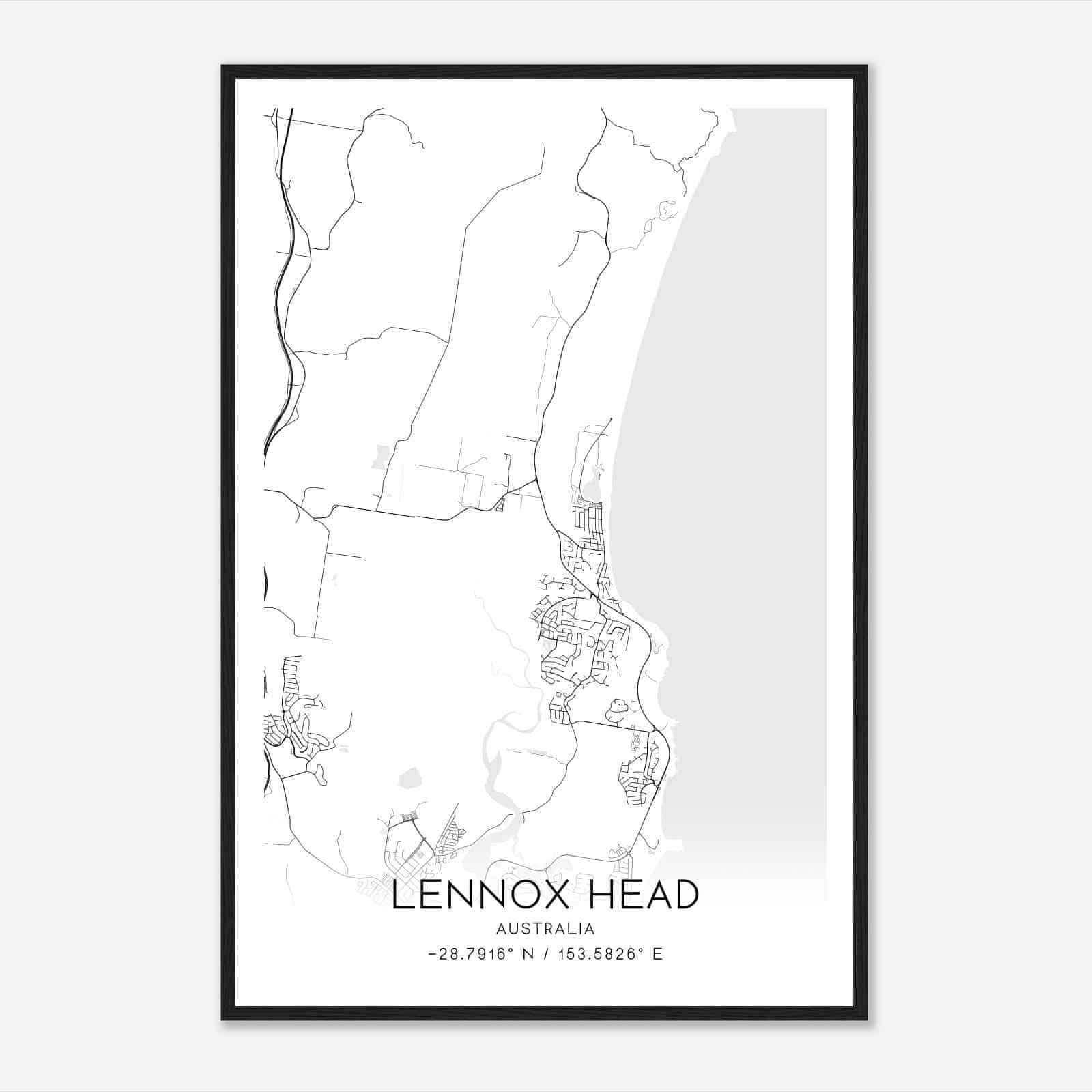 Lennox Head Australia Map Poster, Modern Home Decor Wall Art Print