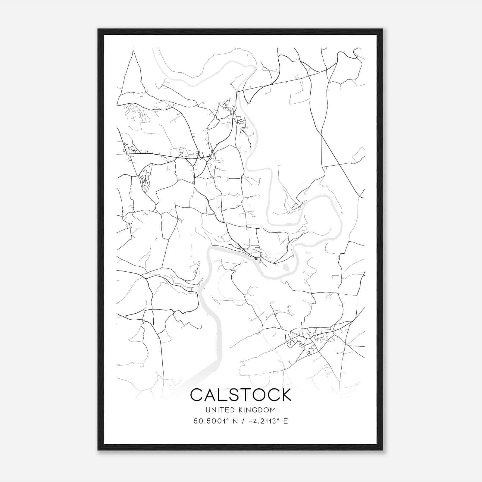 Calstock United Kingdom Map Poster, Modern Home Decor Wall Art Print