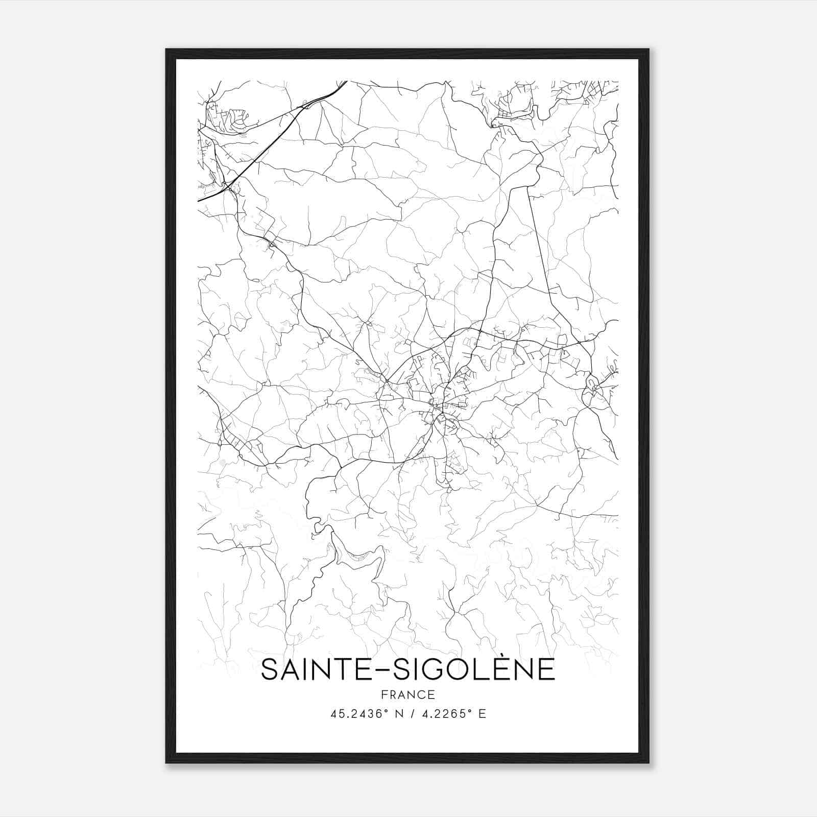 Sainte-Sigolene France Map Poster, Modern Home Decor Wall Art Print