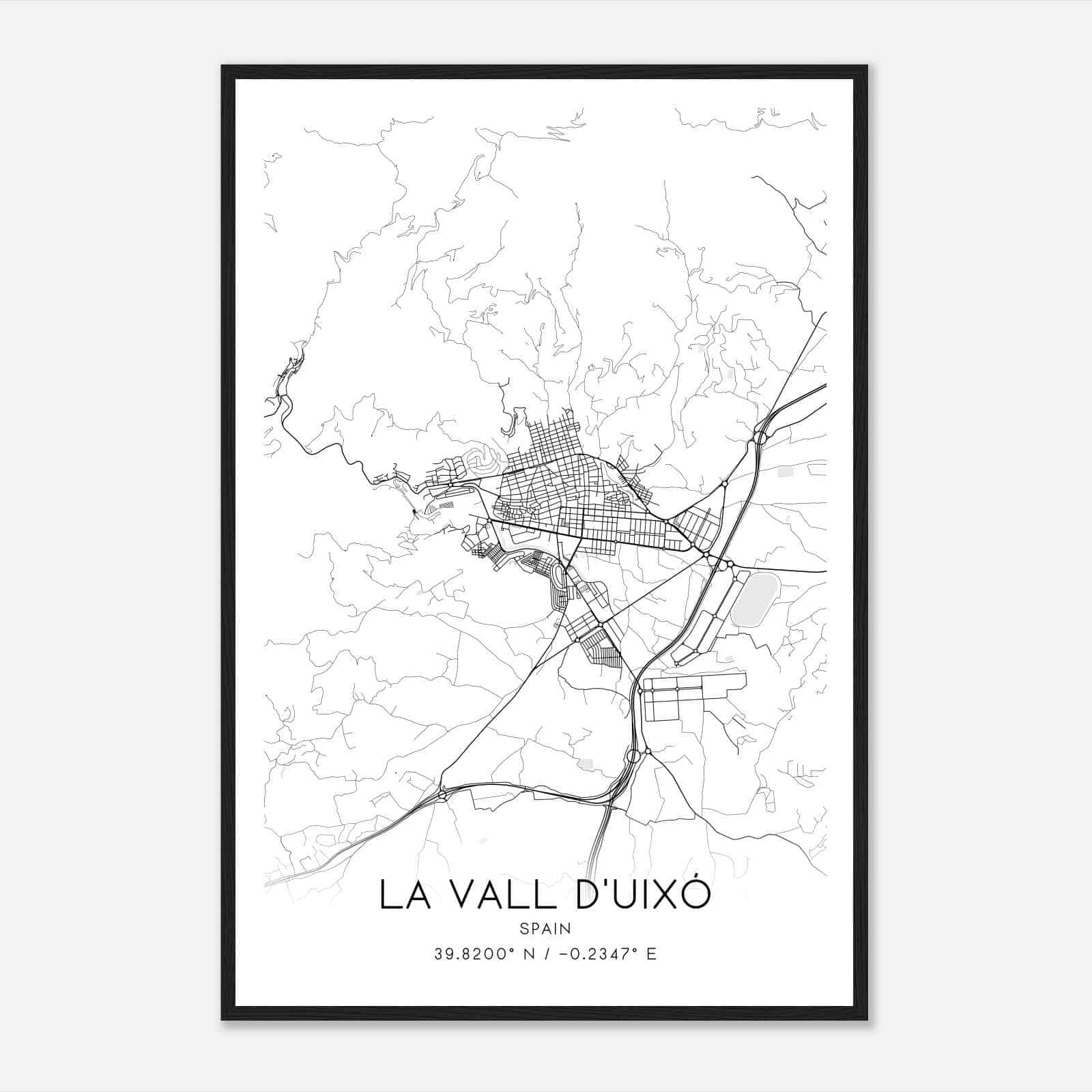 Vall de Uxo Spain Map Poster, Modern Home Decor Wall Art Print