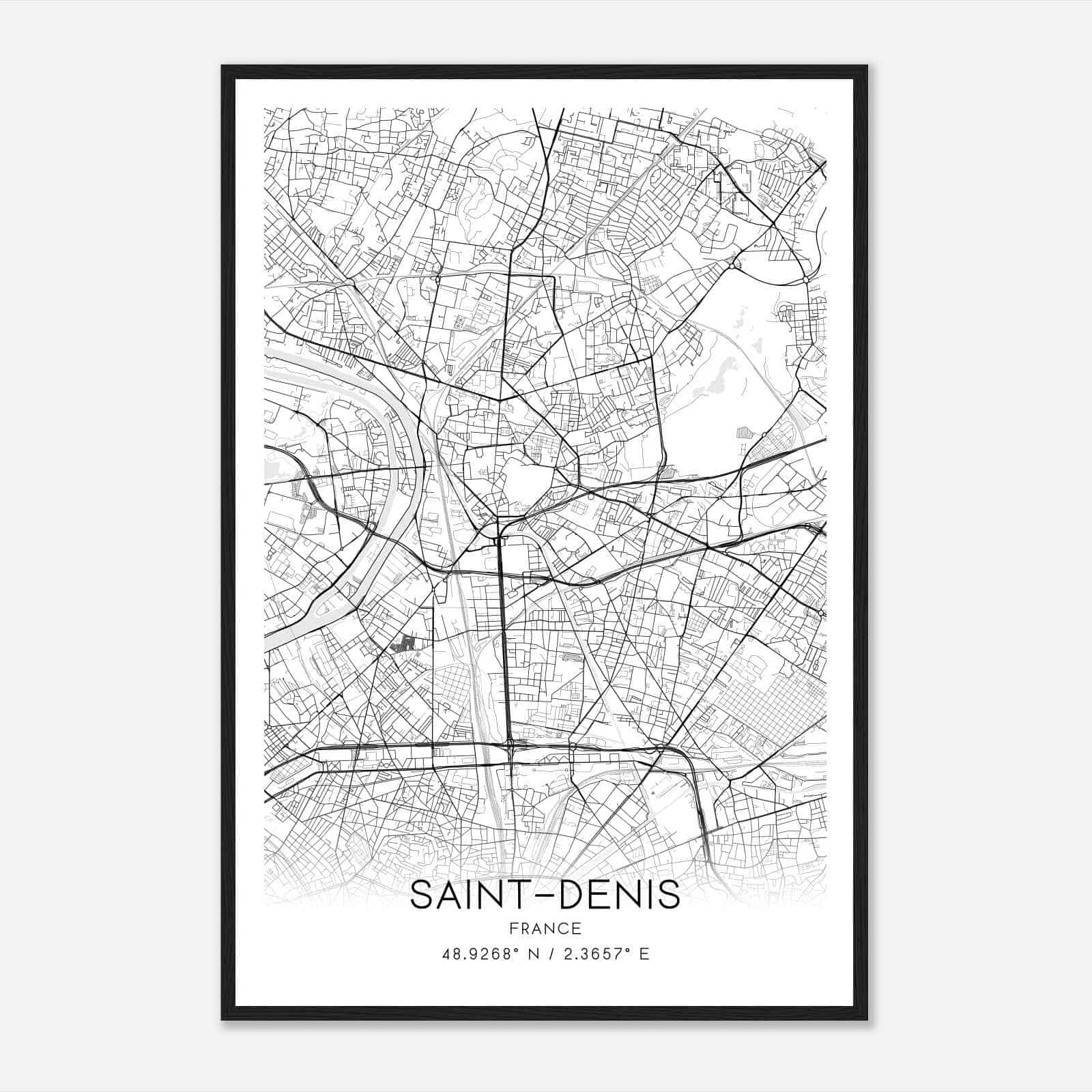 Saint-Denis France Map Poster, Modern Home Decor Wall Art Print