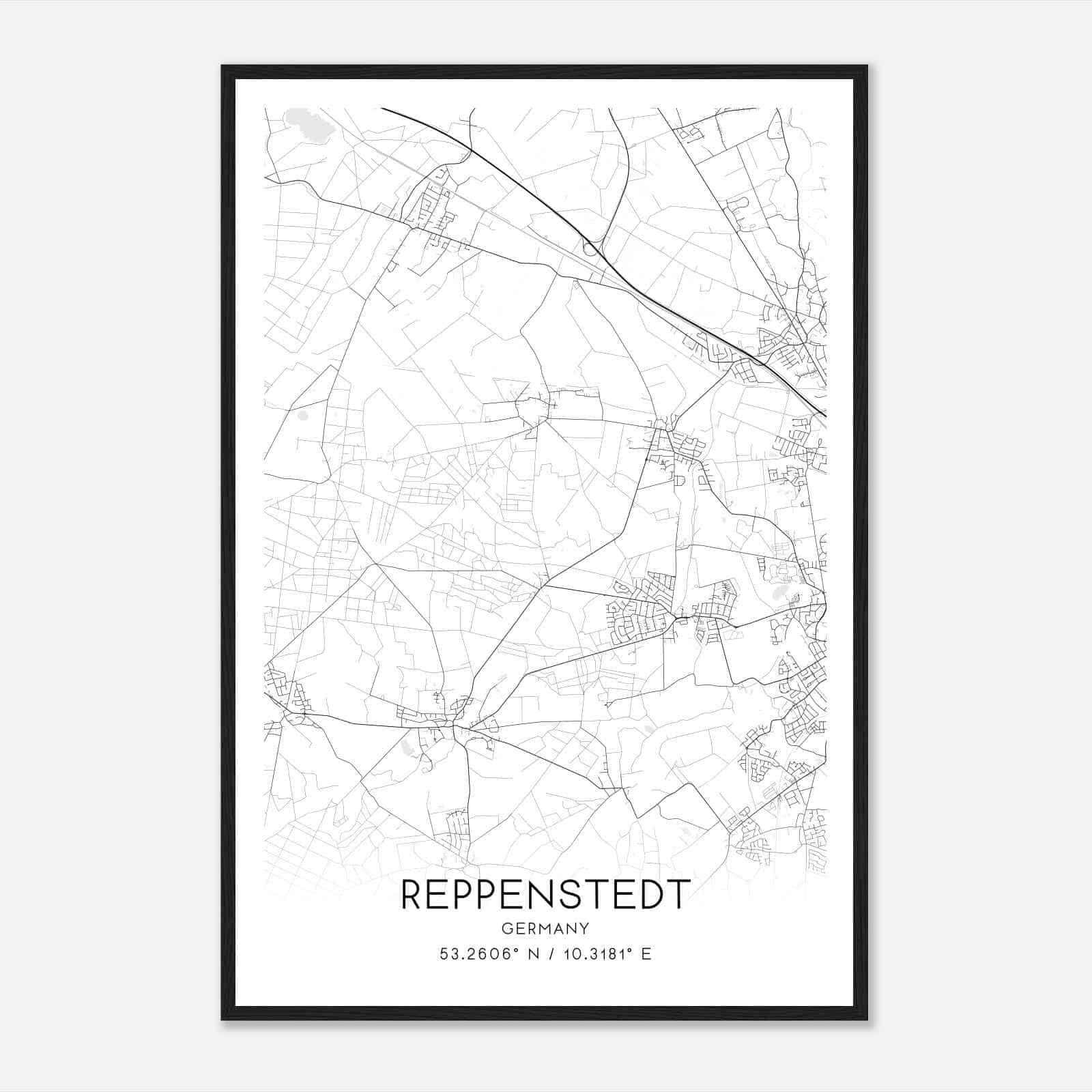 Reppenstedt Germany Map Poster, Modern Home Decor Wall Art Print
