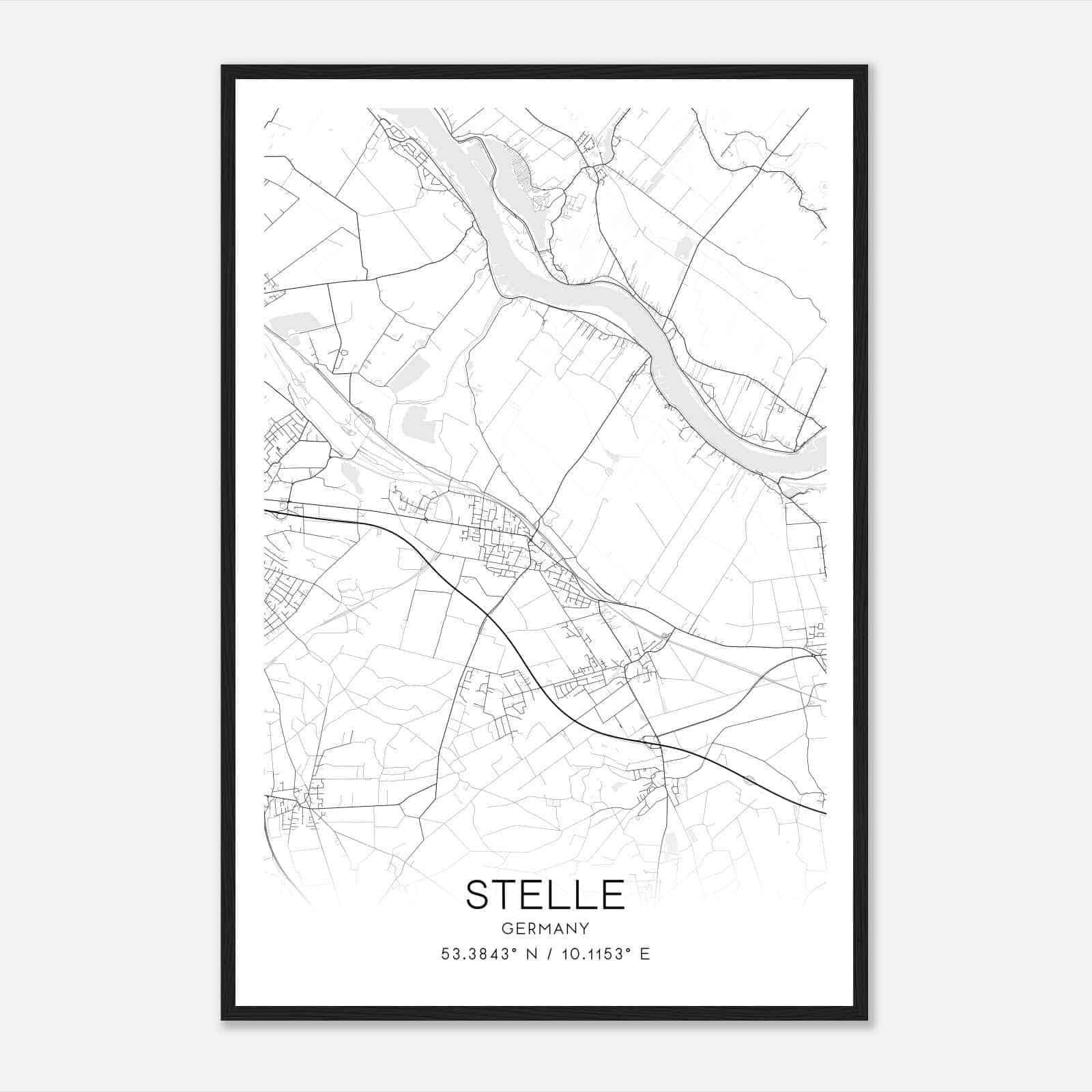 Stelle Germany Map Poster, Modern Home Decor Wall Art Print