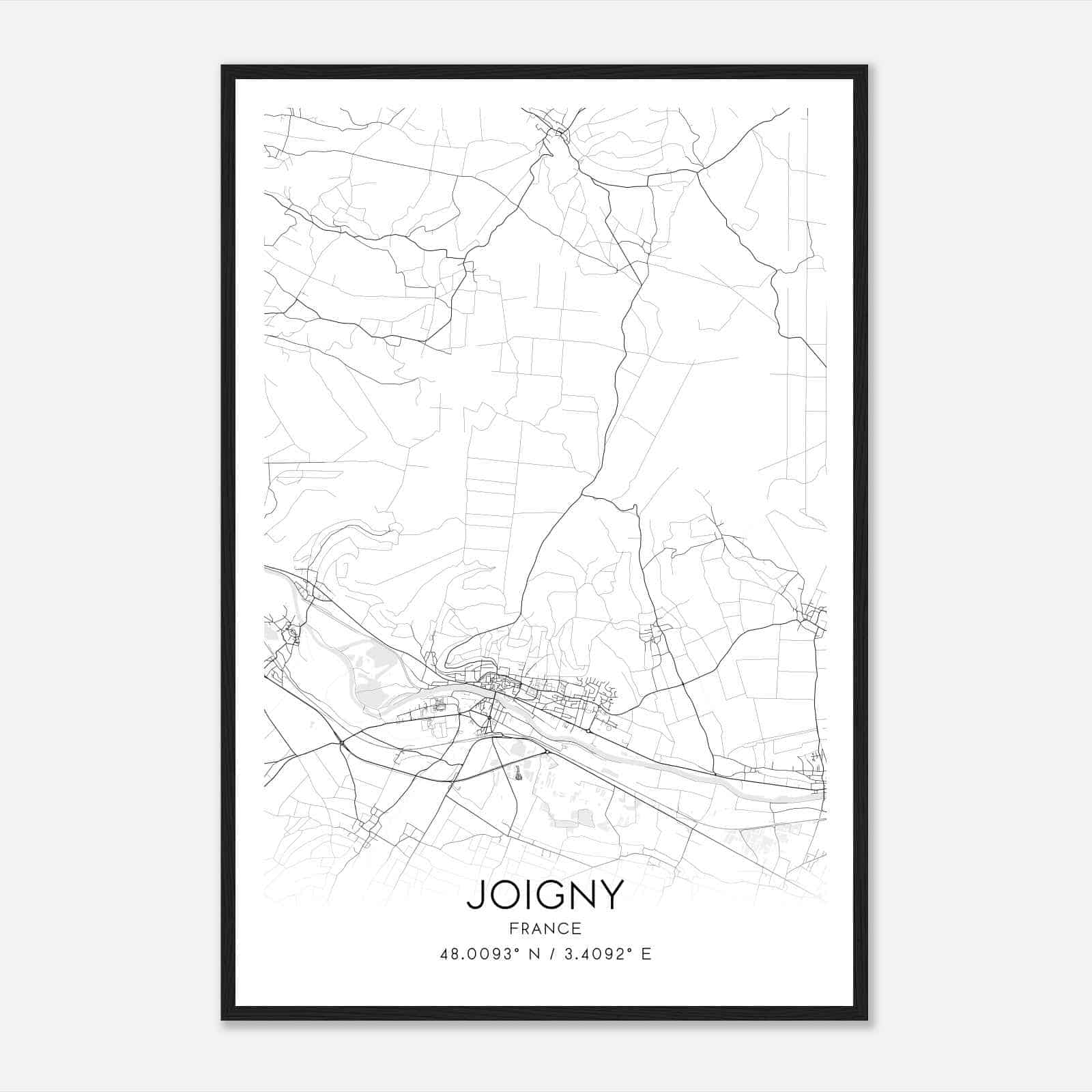 Joigny France Map Poster, Modern Home Decor Wall Art Print