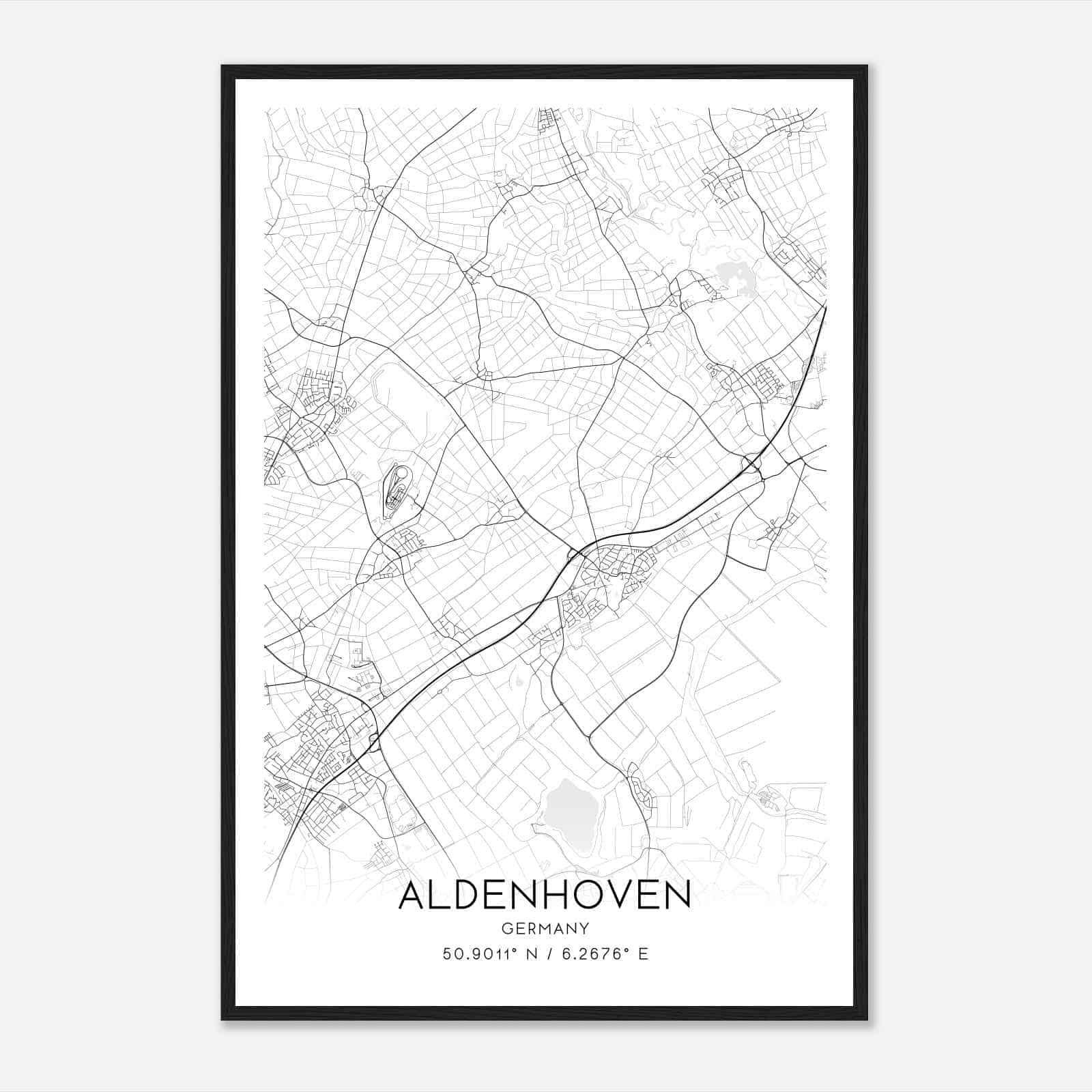 Aldenhoven Germany Map Poster, Modern Home Decor Wall Art Print