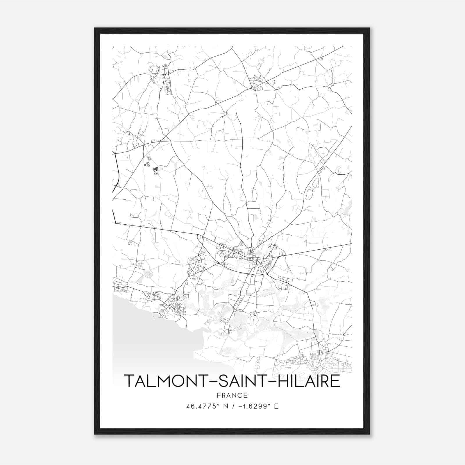 Talmont-Saint-Hilaire France Map Poster, Modern Home Decor Wall Art Print