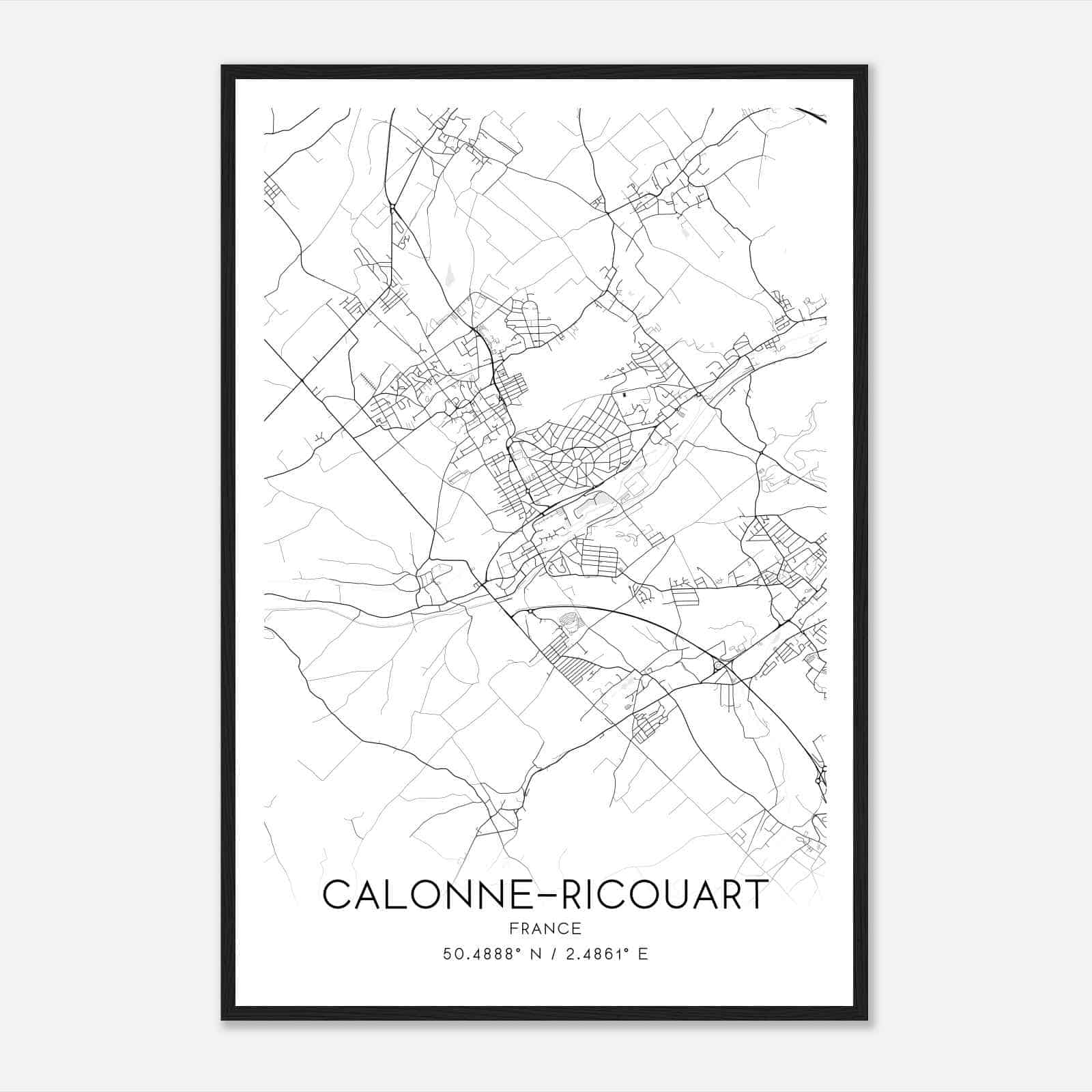 Calonne-Ricouart France Map Poster, Modern Home Decor Wall Art Print