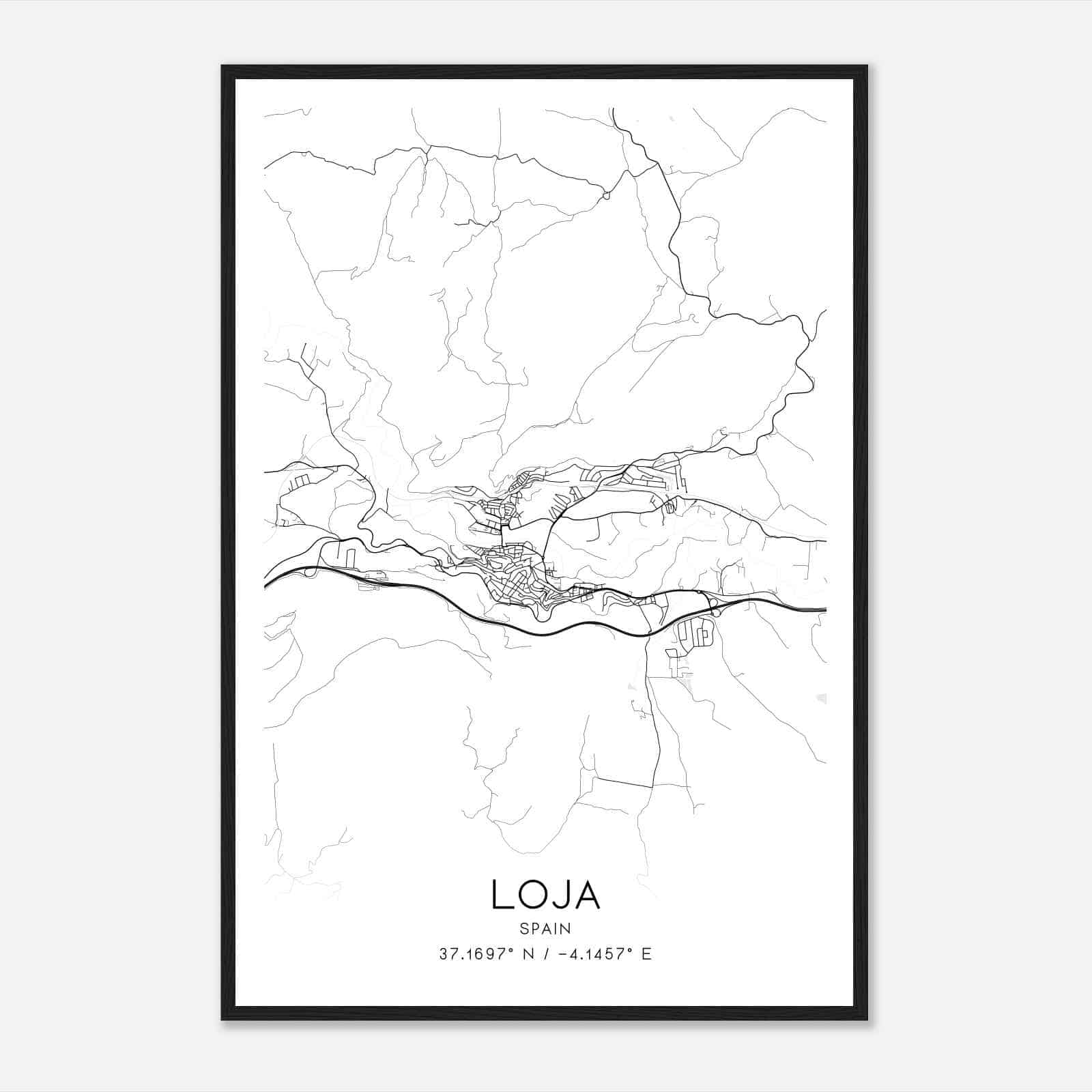 Loja Spain Map Poster, Modern Home Decor Wall Art Print