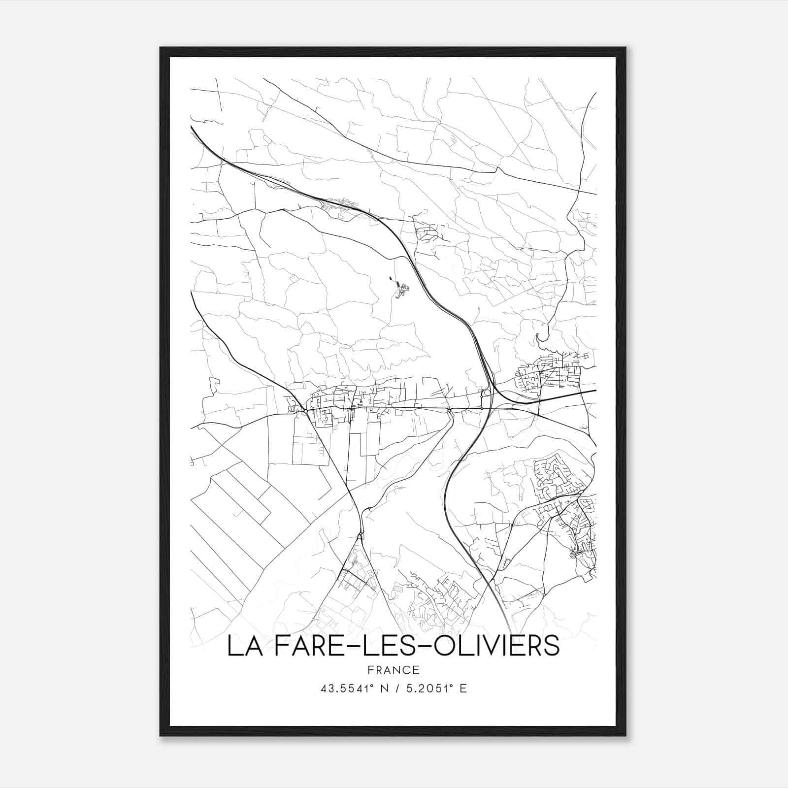 La Fare-les-Oliviers France Map Poster, Modern Home Decor Wall Art Print