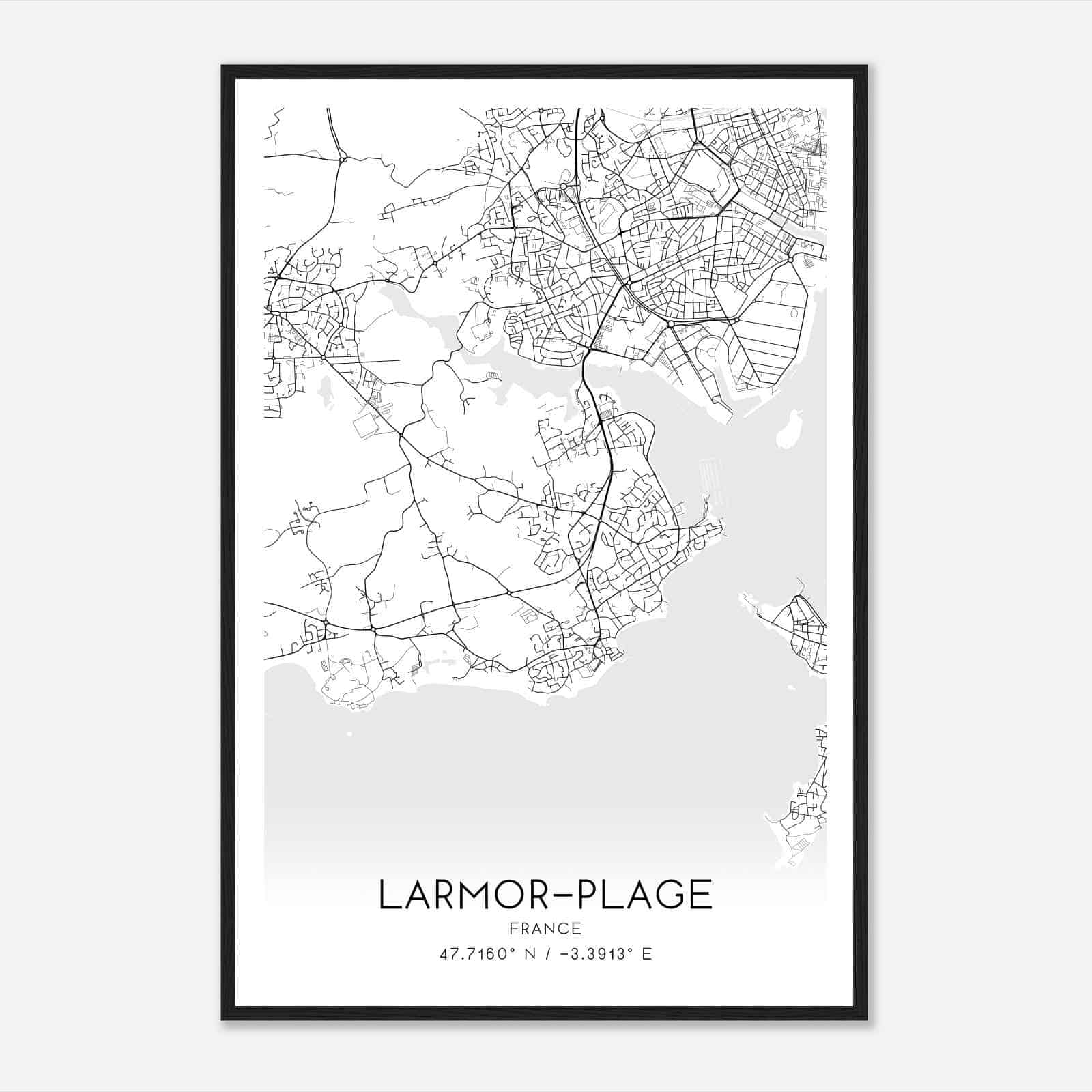 Larmor-Plage France Map Poster, Modern Home Decor Wall Art Print