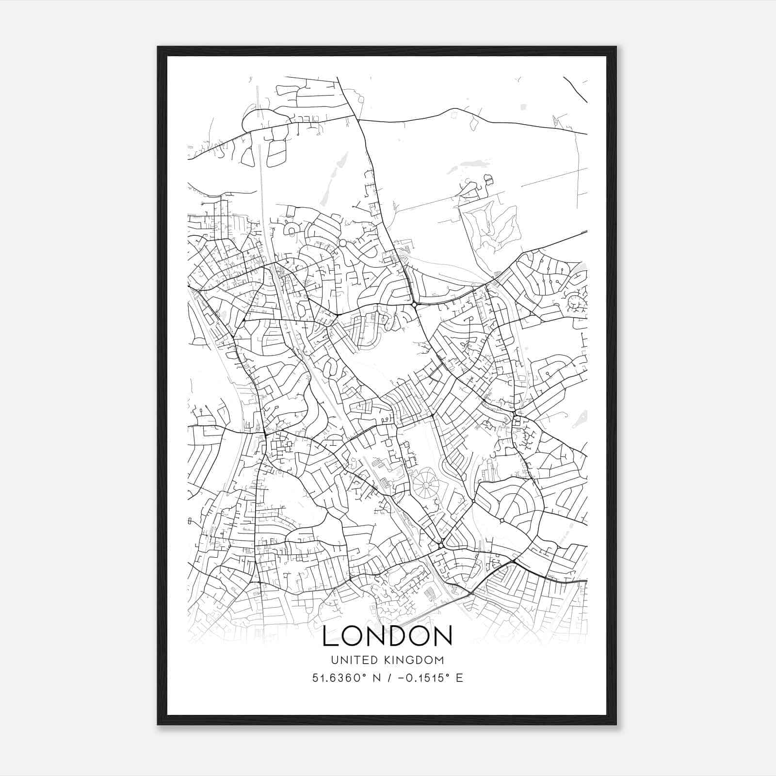East Barnet United Kingdom Map Poster, Modern Home Decor Wall Art Print