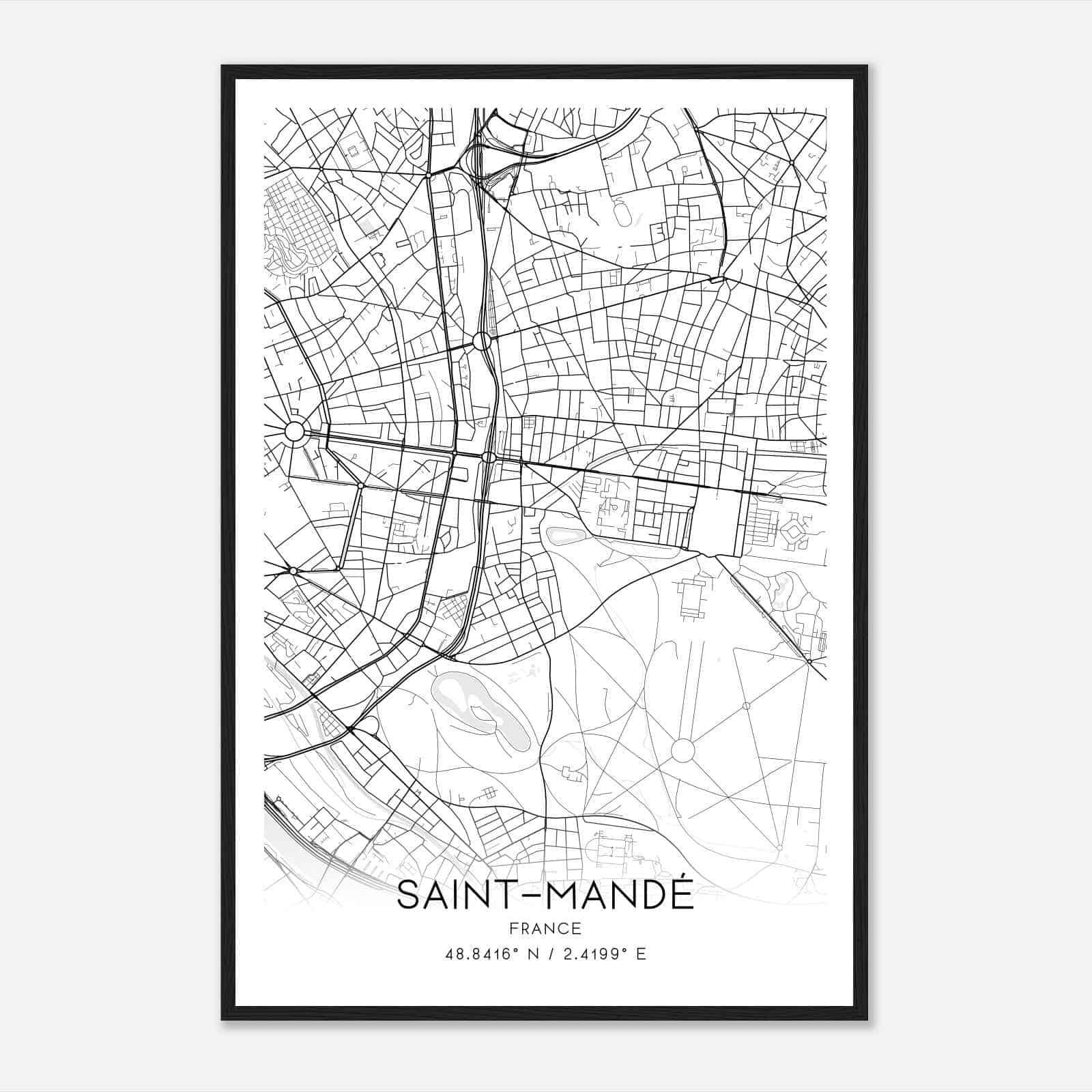 Saint-Mande France Map Poster, Modern Home Decor Wall Art Print