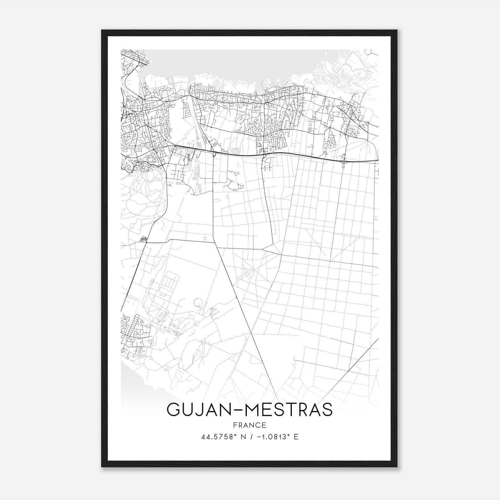Gujan-Mestras France Map Poster, Modern Home Decor Wall Art Print