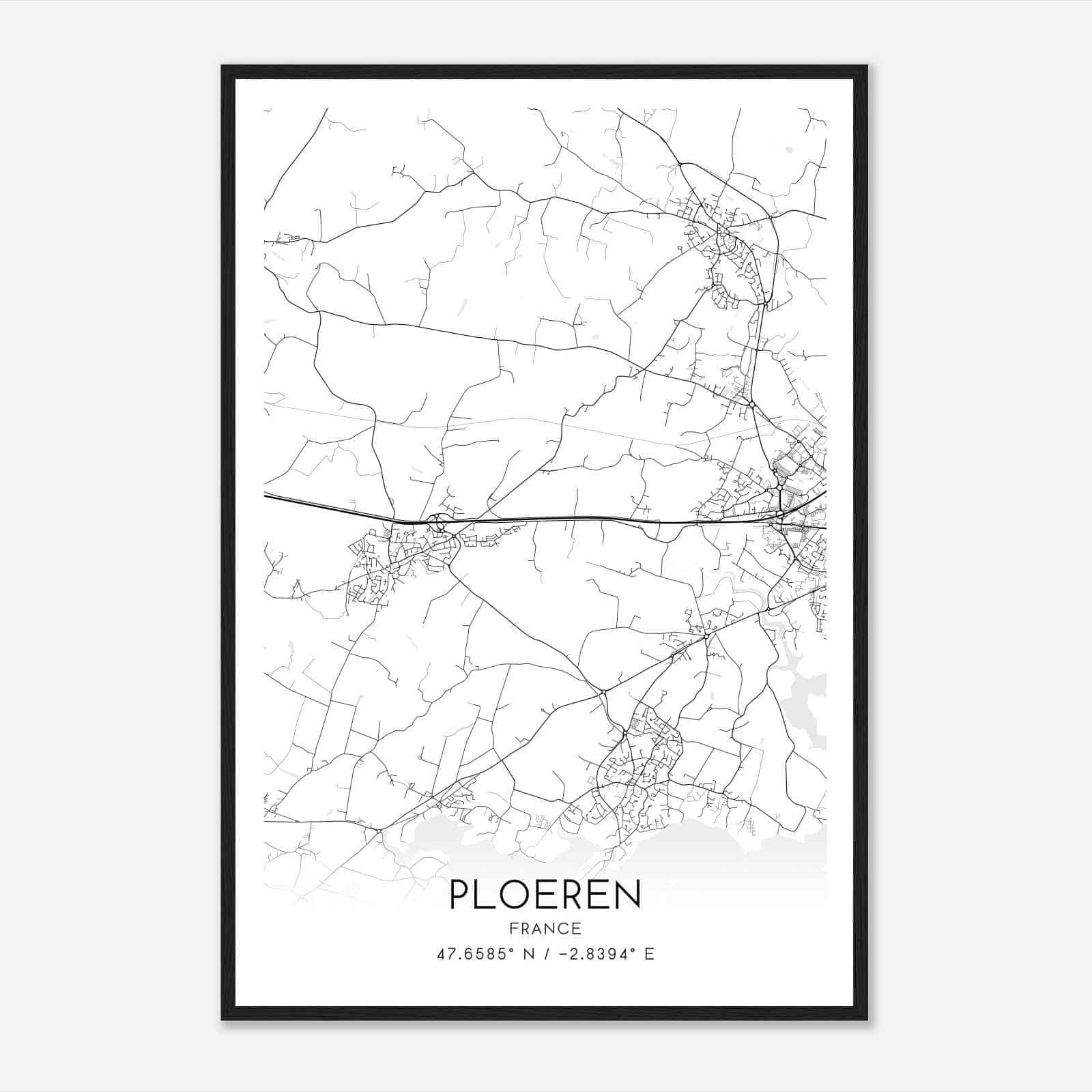 Ploeren France Map Poster, Modern Home Decor Wall Art Print