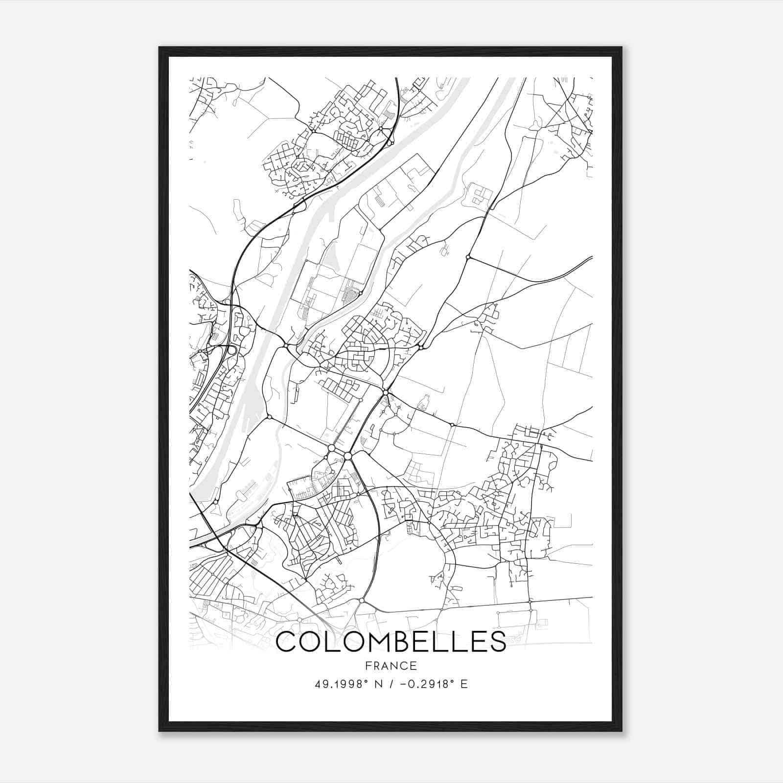 Colombelles France Map Poster, Modern Home Decor Wall Art Print