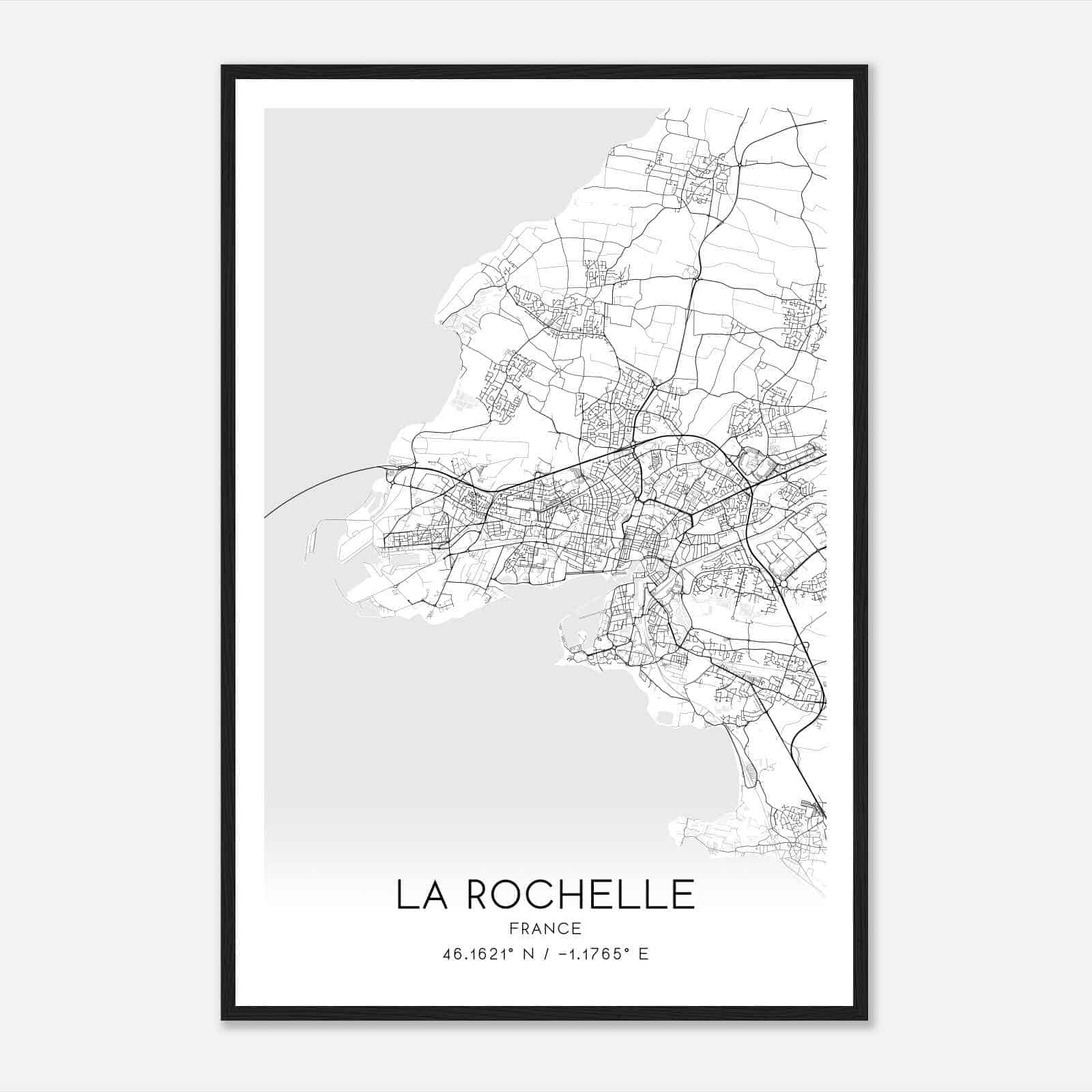La Rochelle France Map Poster, Modern Home Decor Wall Art Print