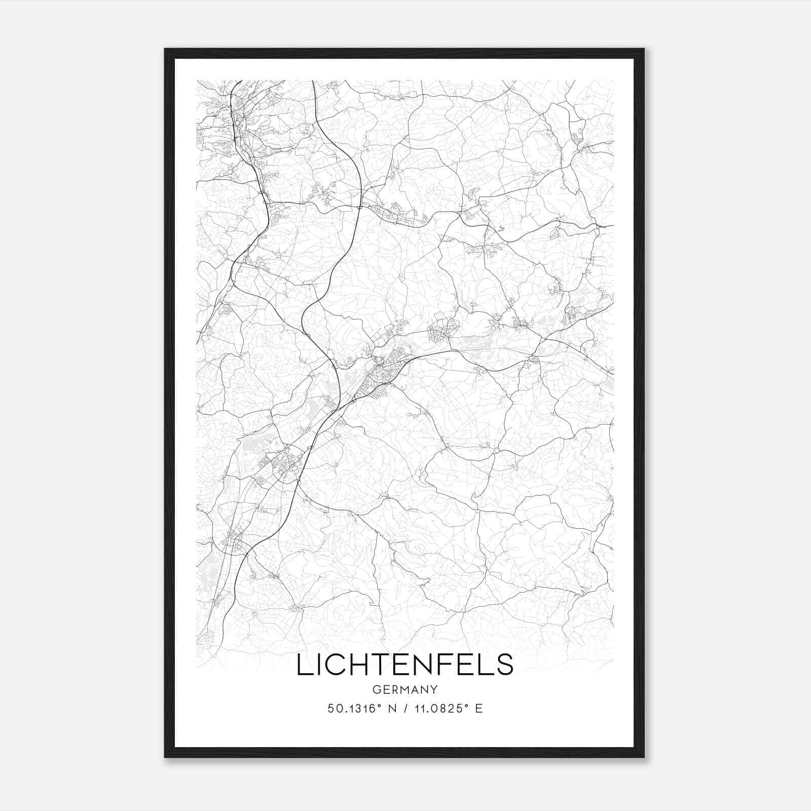 Lichtenfels Germany Map Poster, Modern Home Decor Wall Art Print